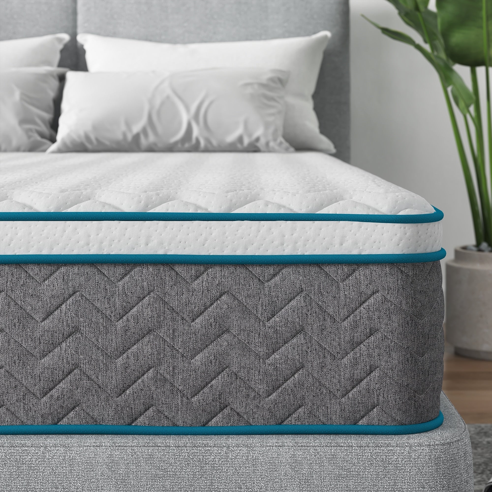 Matelas hybride 14 pouces, mousse à mémoire de forme et ressorts ensachés, fermeté moyenne, tailles Queen et King en option