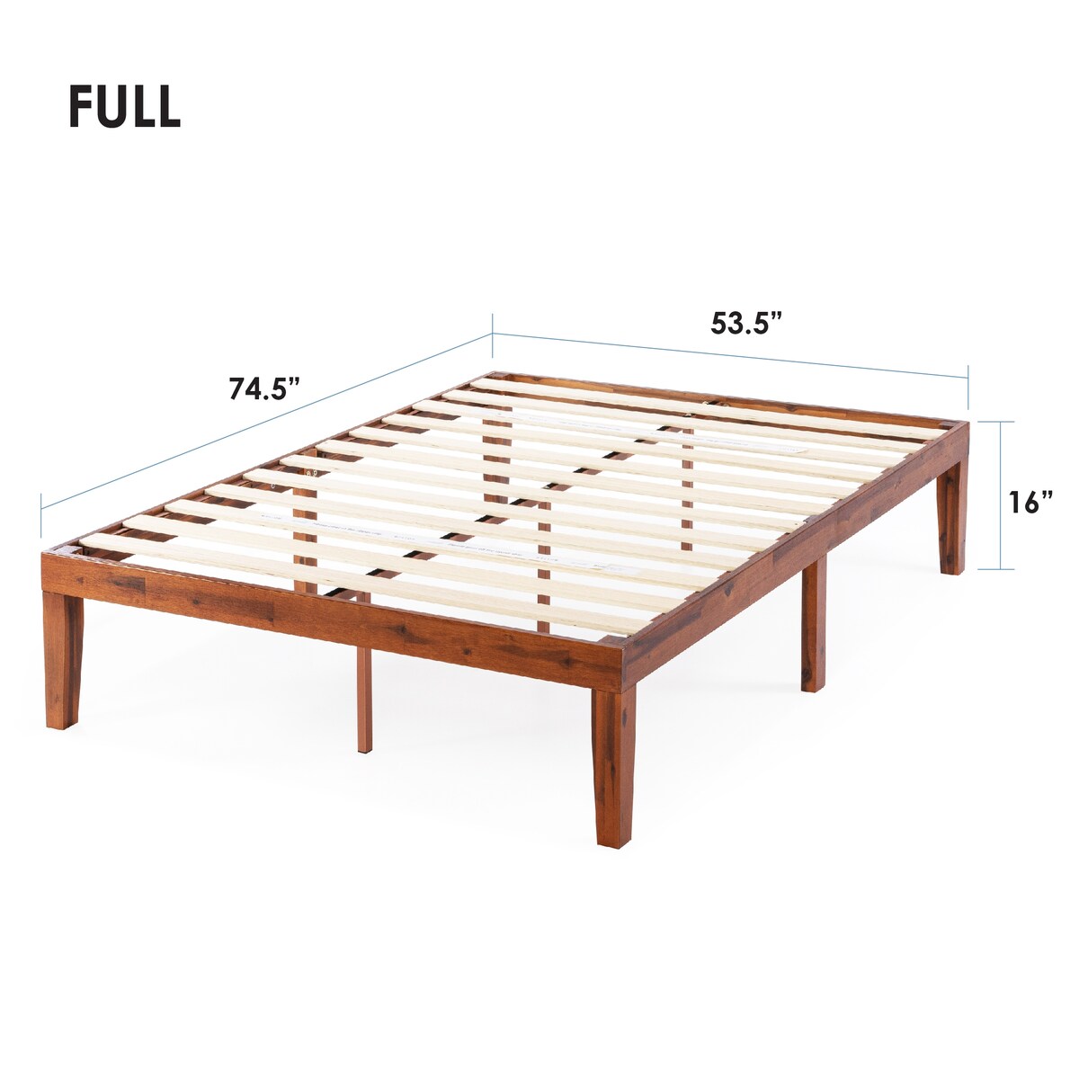 Cadre de lit plateforme classique en bois massif de 16 pouces, disponible en plusieurs finitions