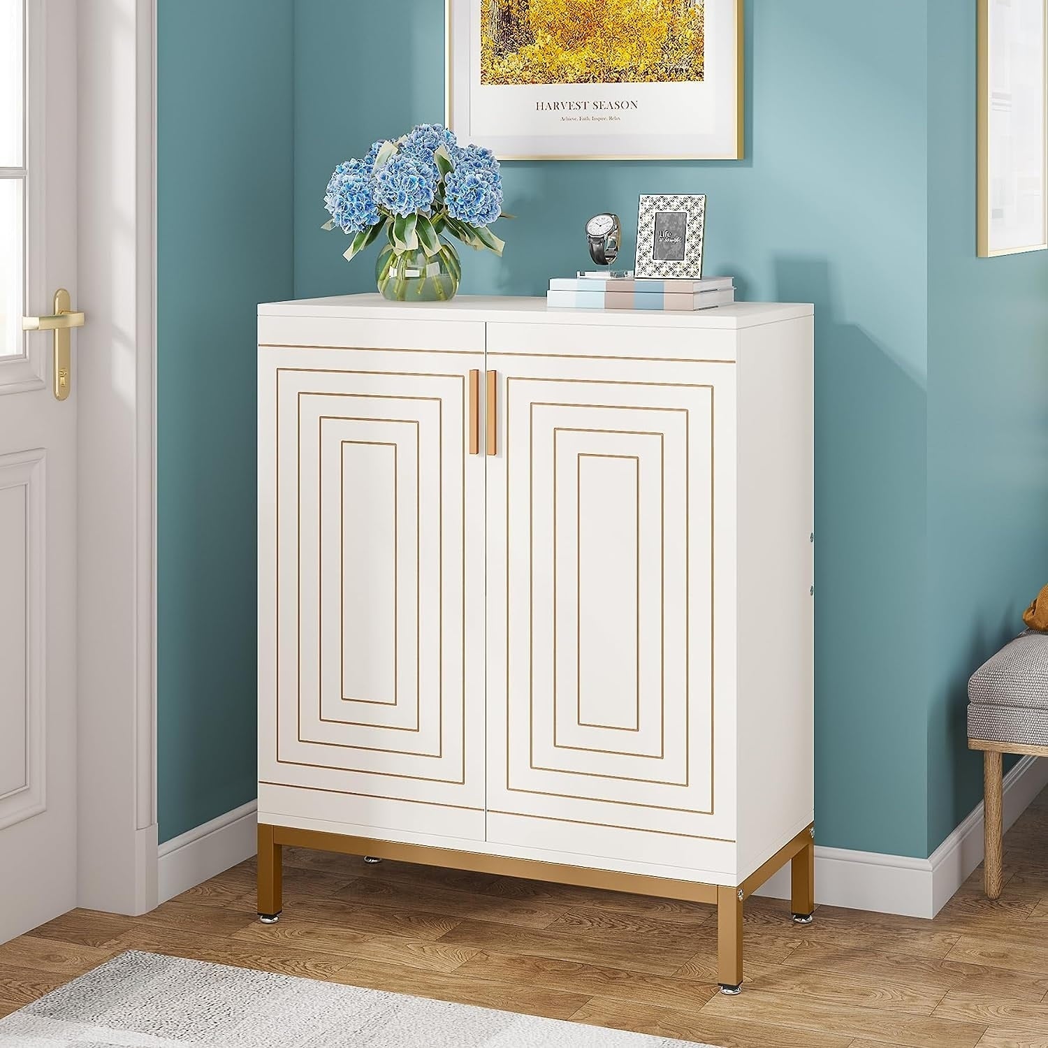 Meuble de rangement à chaussures moderne avec portes, 20 paires, 6 niveaux, pour entrée