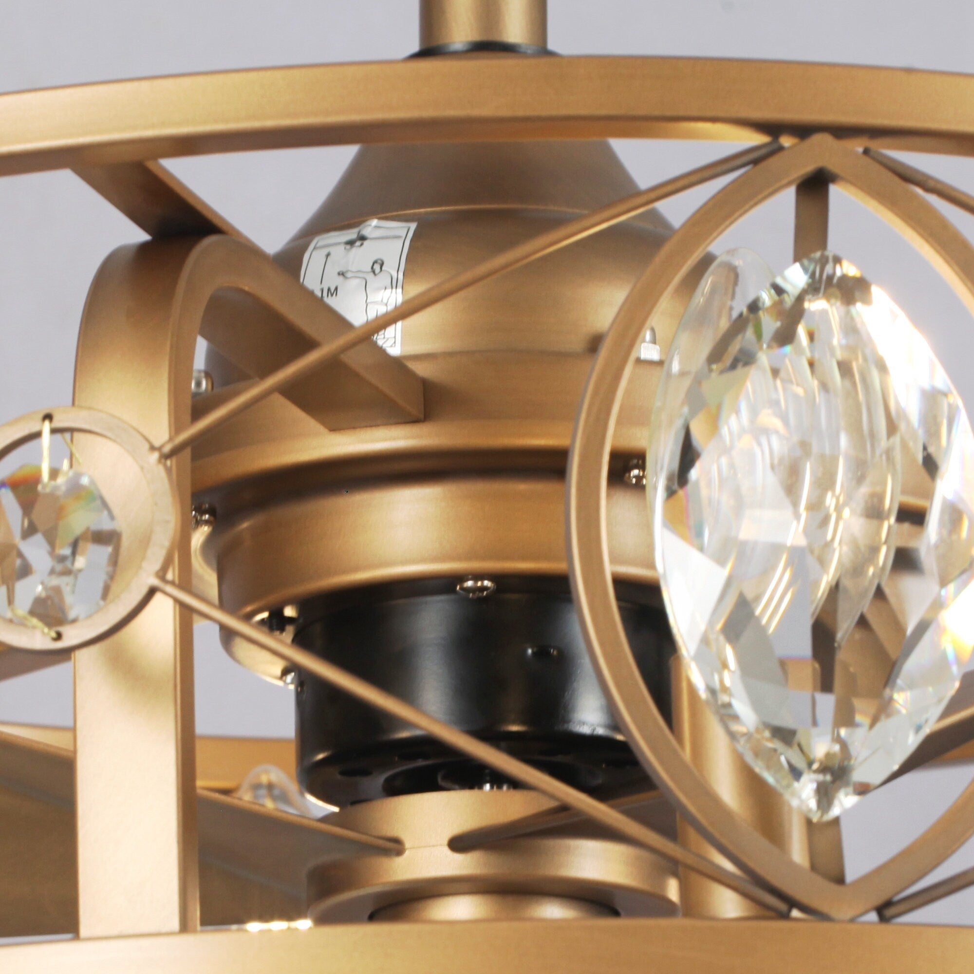 Lustre moderne en cristal avec ventilateur de plafond et télécommande