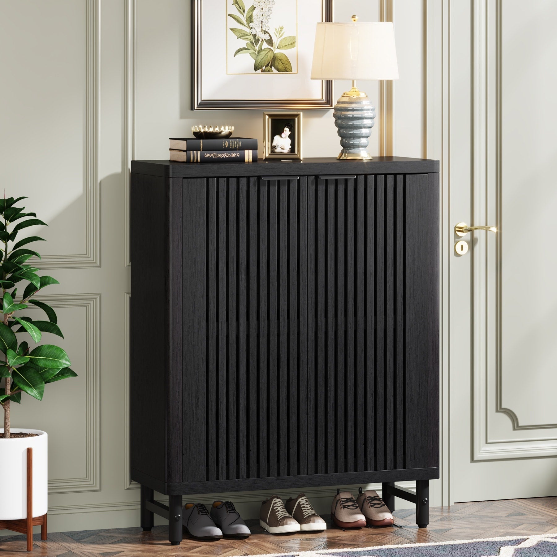 Meuble de rangement à chaussures 24 paires avec porte pour entrée et salon