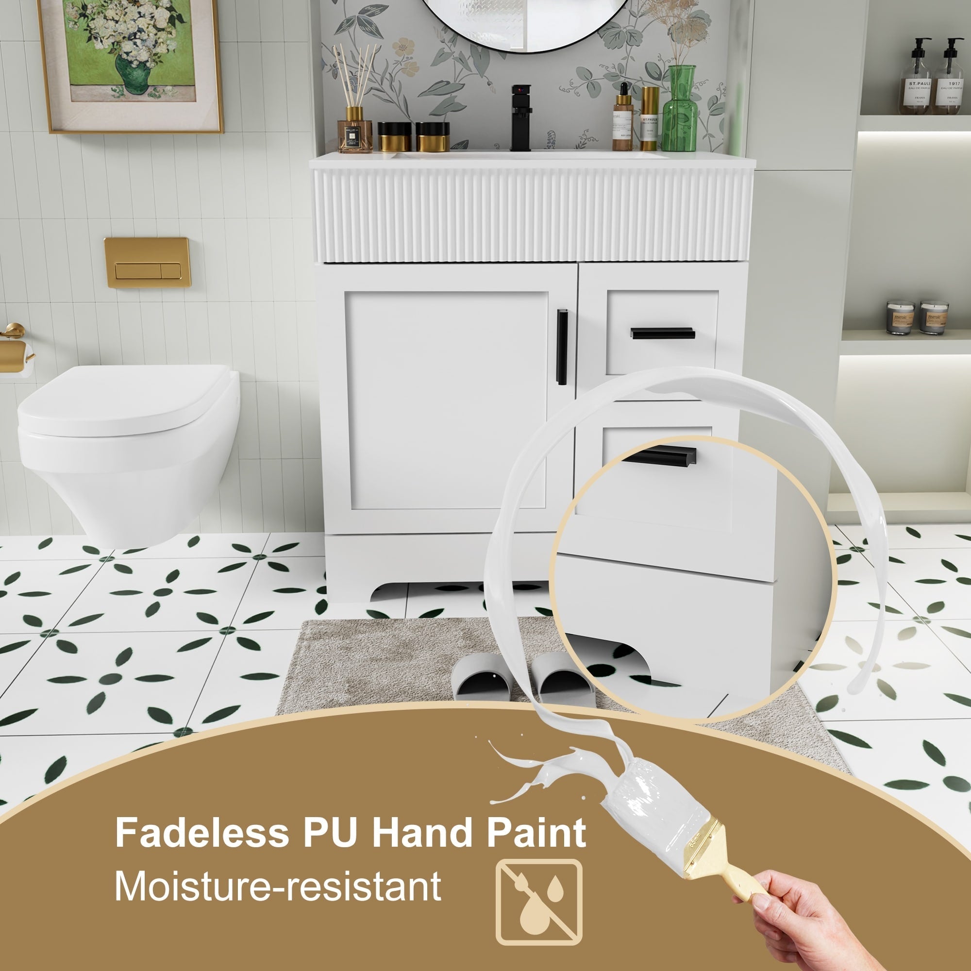 Ensemble de meuble-lavabo Wavy Line 30/36/48 avec lavabo et robinet