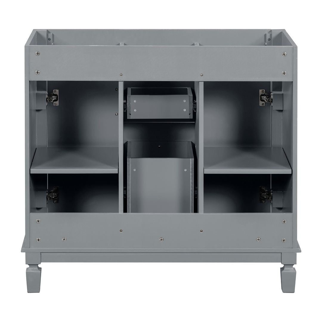 Meuble-lavabo moderne de 36 po avec lavabo supérieur et armoire à miroir, 2 portes et 2 tiroirs