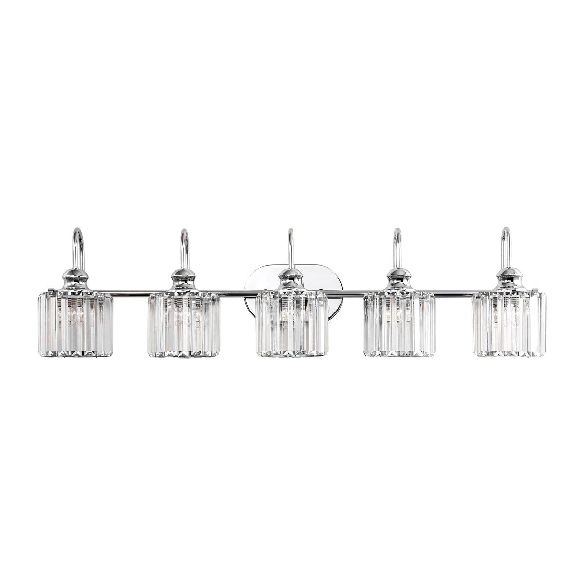 Luminaires de salle de bain en cristal à 5 lumières, style glamour, linéaires et à intensité variable, avec abat-jour cylindrique en cristal