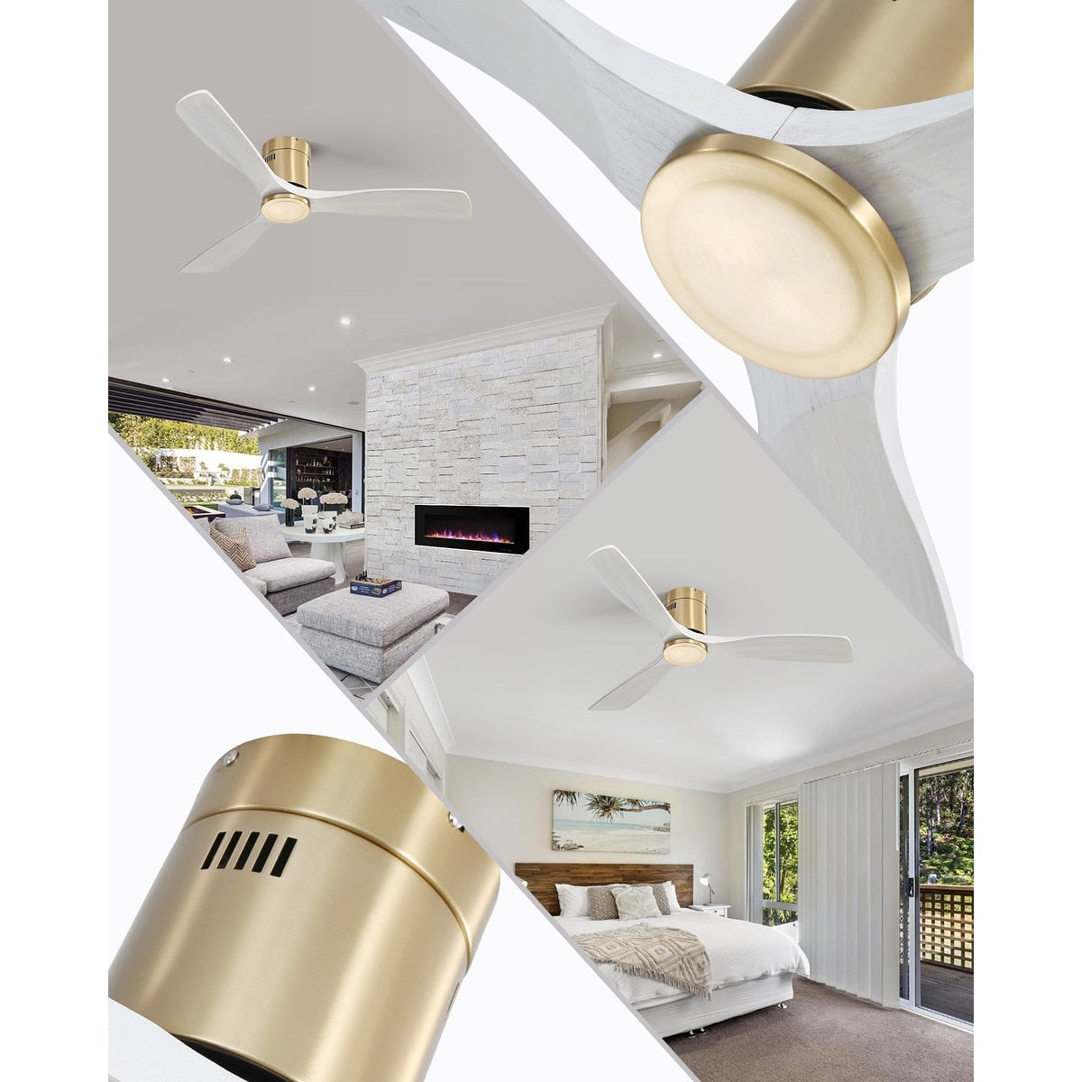 Ventilateur de plafond encastré Sofucor 52 pouces avec télécommande, moteur réversible et éclairage intégré en option