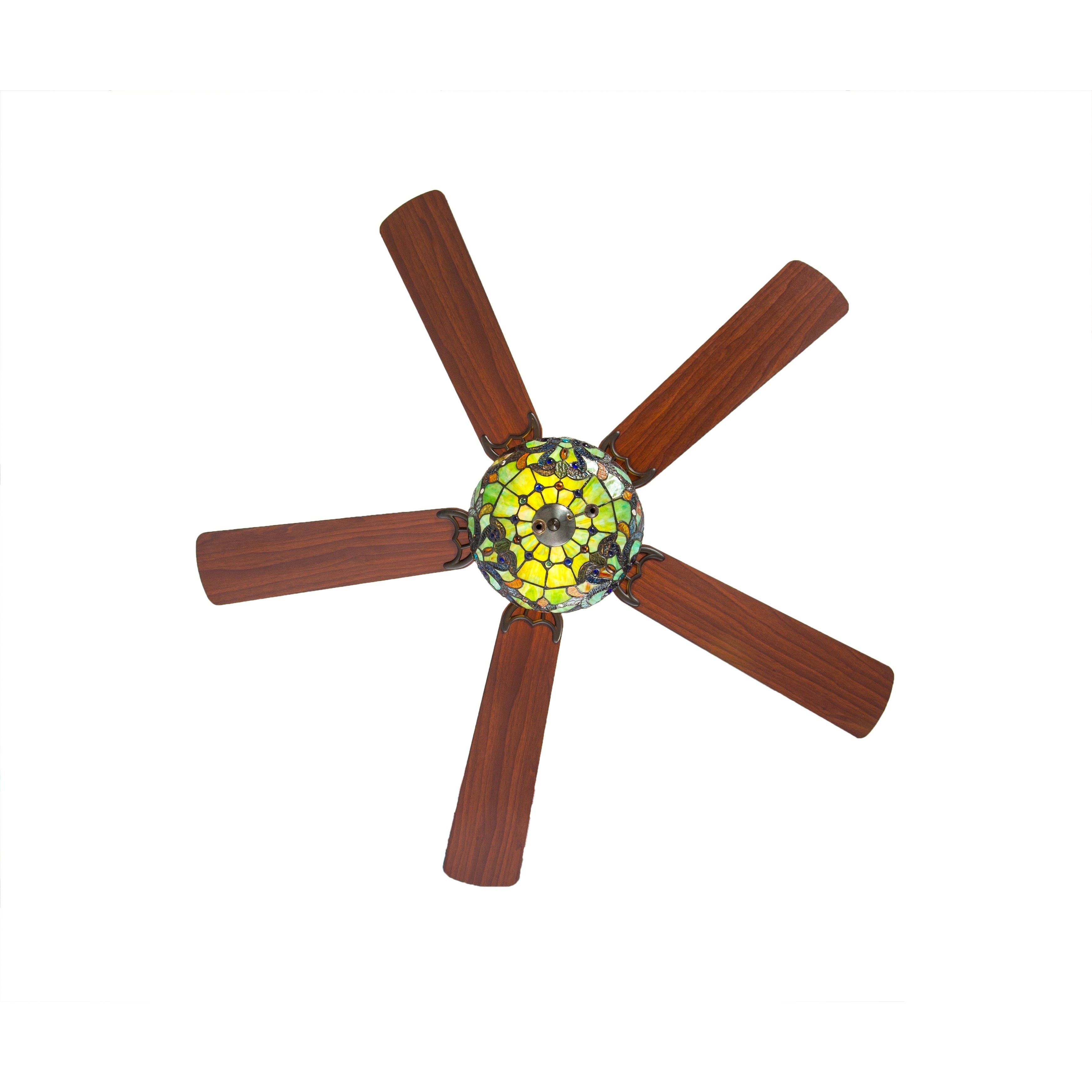 Ventilateur de plafond Magna Carta de style Tiffany Copper Grove Guasipati de 52 pouces - 52L x 52W x 16,5