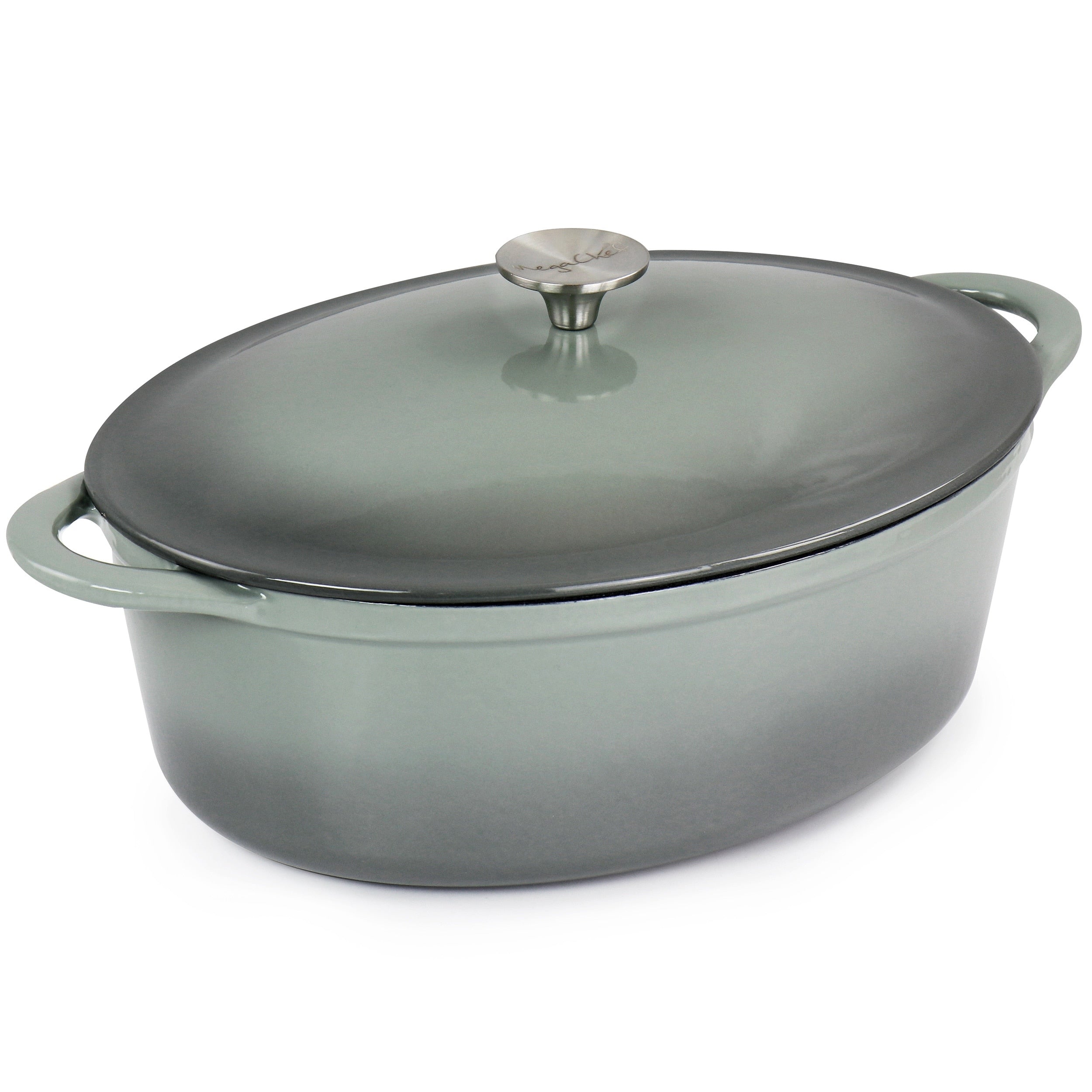 Cocotte ovale en fonte émaillée de 7 litres, couleur Storm Cloud