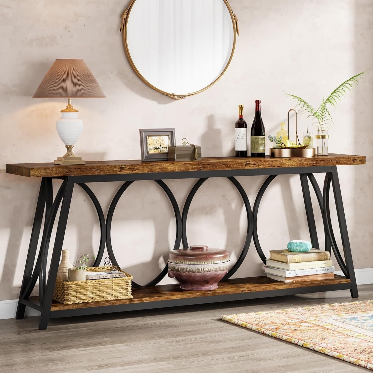 Table console extra longue de 70,9 pouces, table d'appoint pour salon