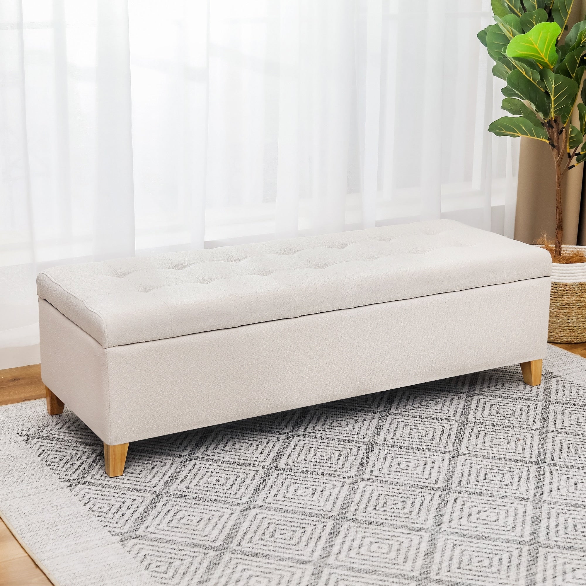 Banc ottoman de rangement en cuir reconstitué Adeco 50