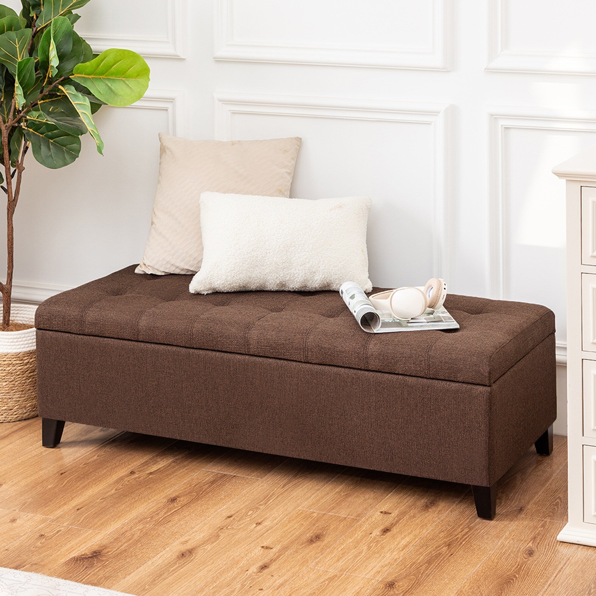 Banc ottoman de rangement en cuir reconstitué Adeco 50