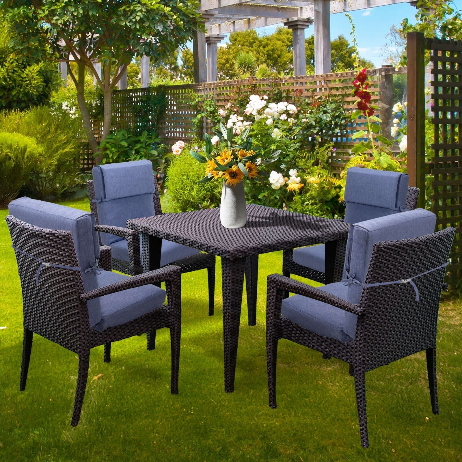 Lot de 4 coussins de chaise à dossier haut Aoodor Patio, 46 x 21 x 4 pouces (coussins uniquement)