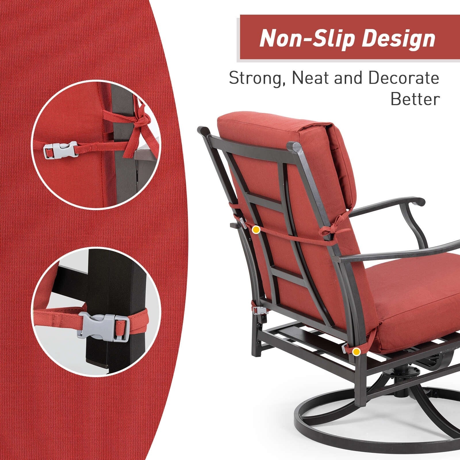 Lot de 4 coussins de chaise à dossier haut Aoodor Patio, 46 x 21 x 4 pouces (coussins uniquement)