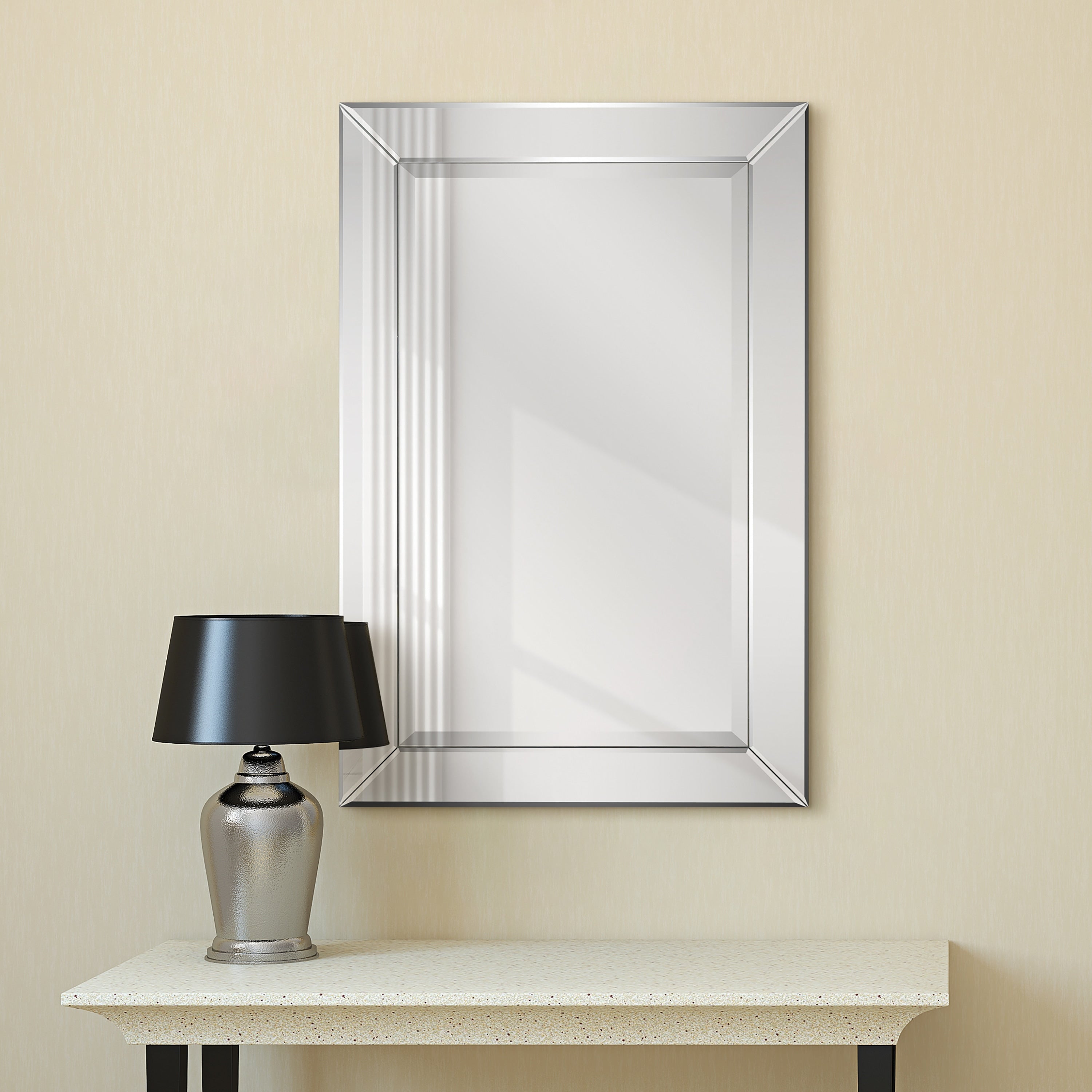 Miroir mural rectangulaire biseauté transparent HD pour salle de bain, coiffeuse et chambre à coucher, 3 tailles