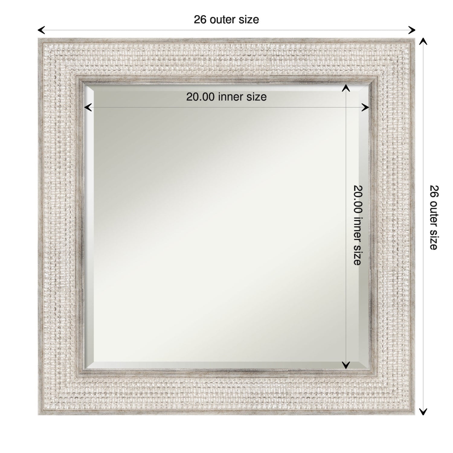 Miroir mural de salle de bain en bois biseauté - Cadre argenté Treillis - Argent Treillis