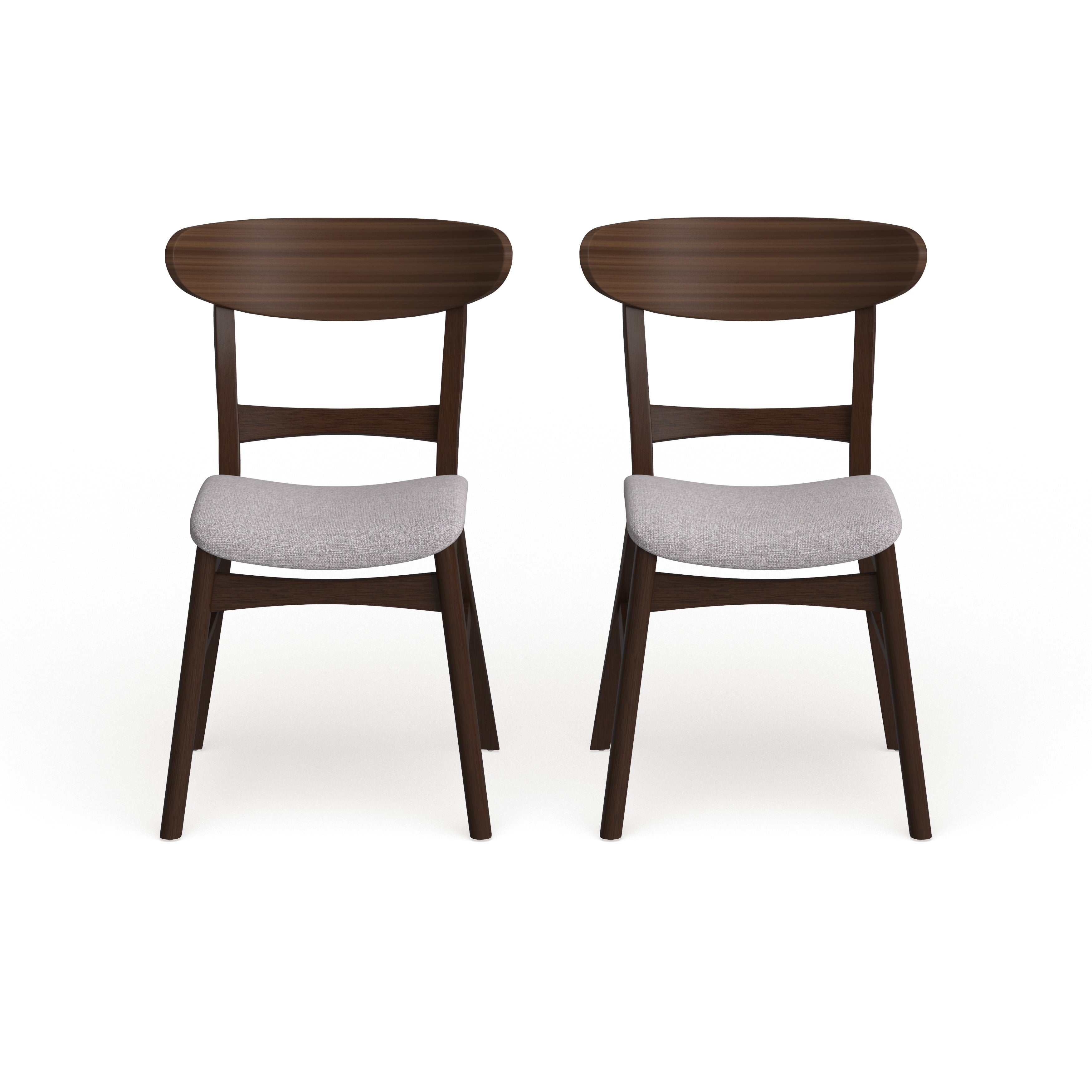 Chaise de salle à manger Abrielle en bois d'hévéa rembourrée de style milieu de siècle (lot de 2) par Christopher Knight Home