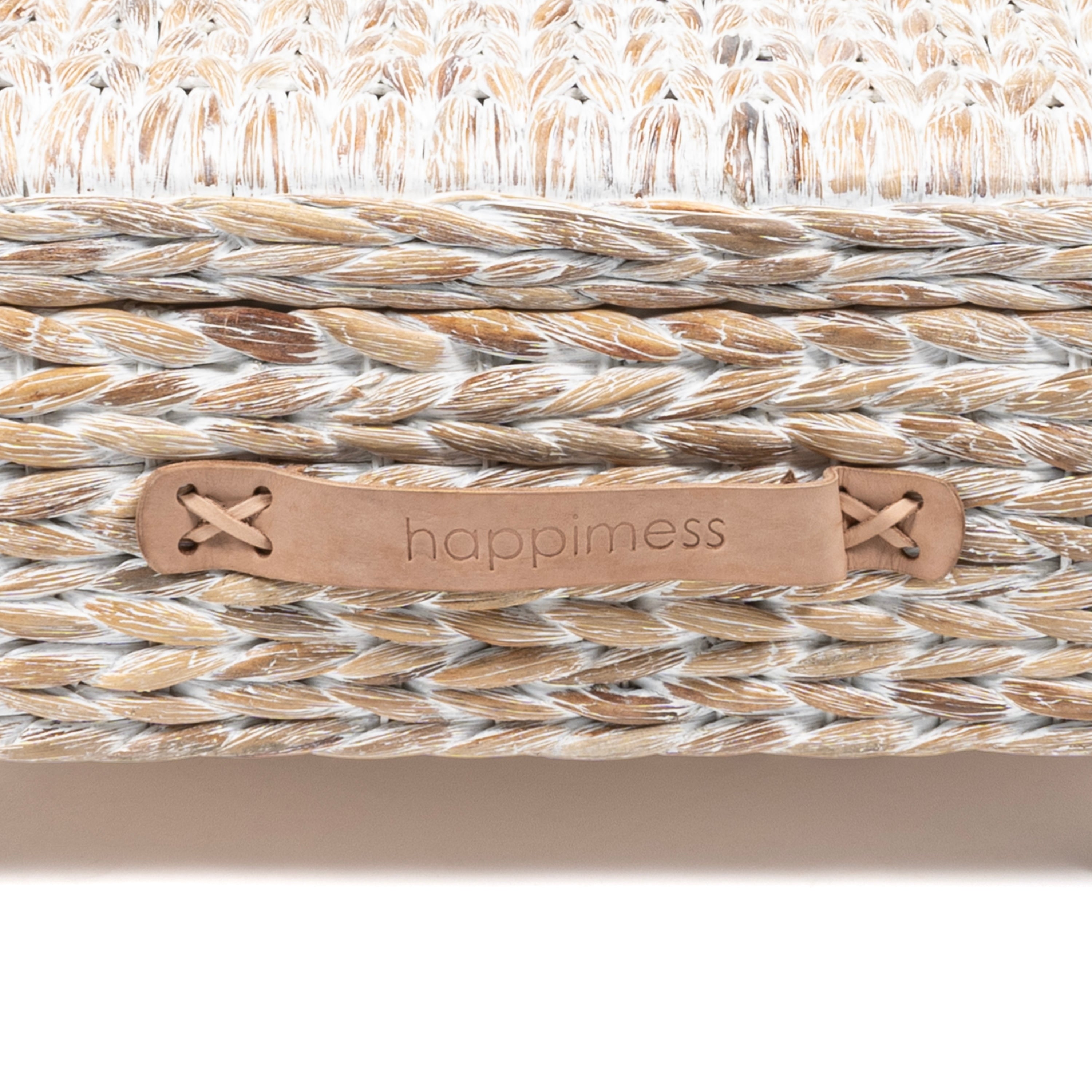 Happimess Bac de rangement sous le lit en jacinthe/bois avec roulettes et poignées