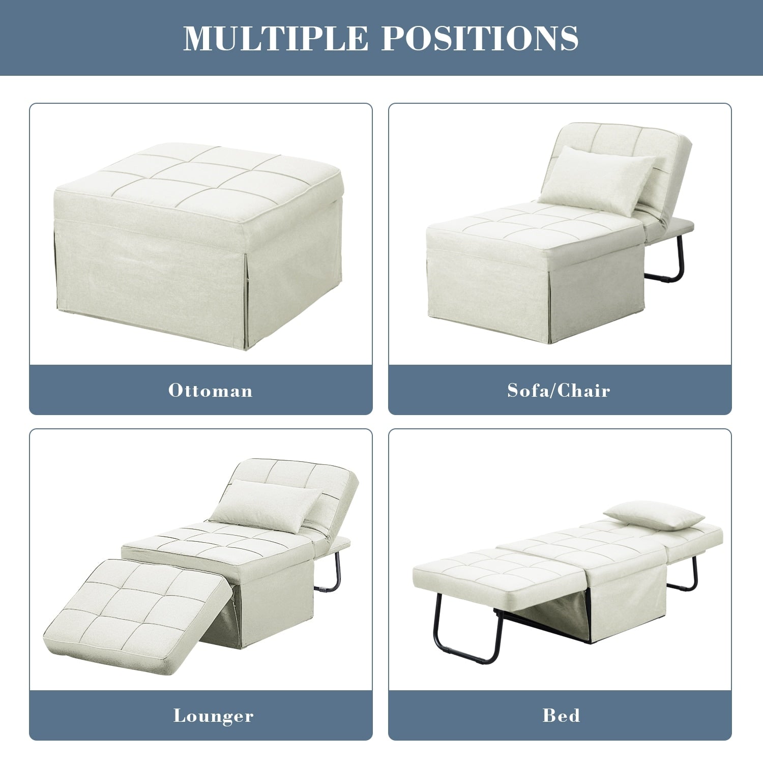 Canapé-lit convertible, canapé-lit, fauteuil inclinable, ottoman, pliable, pour salon