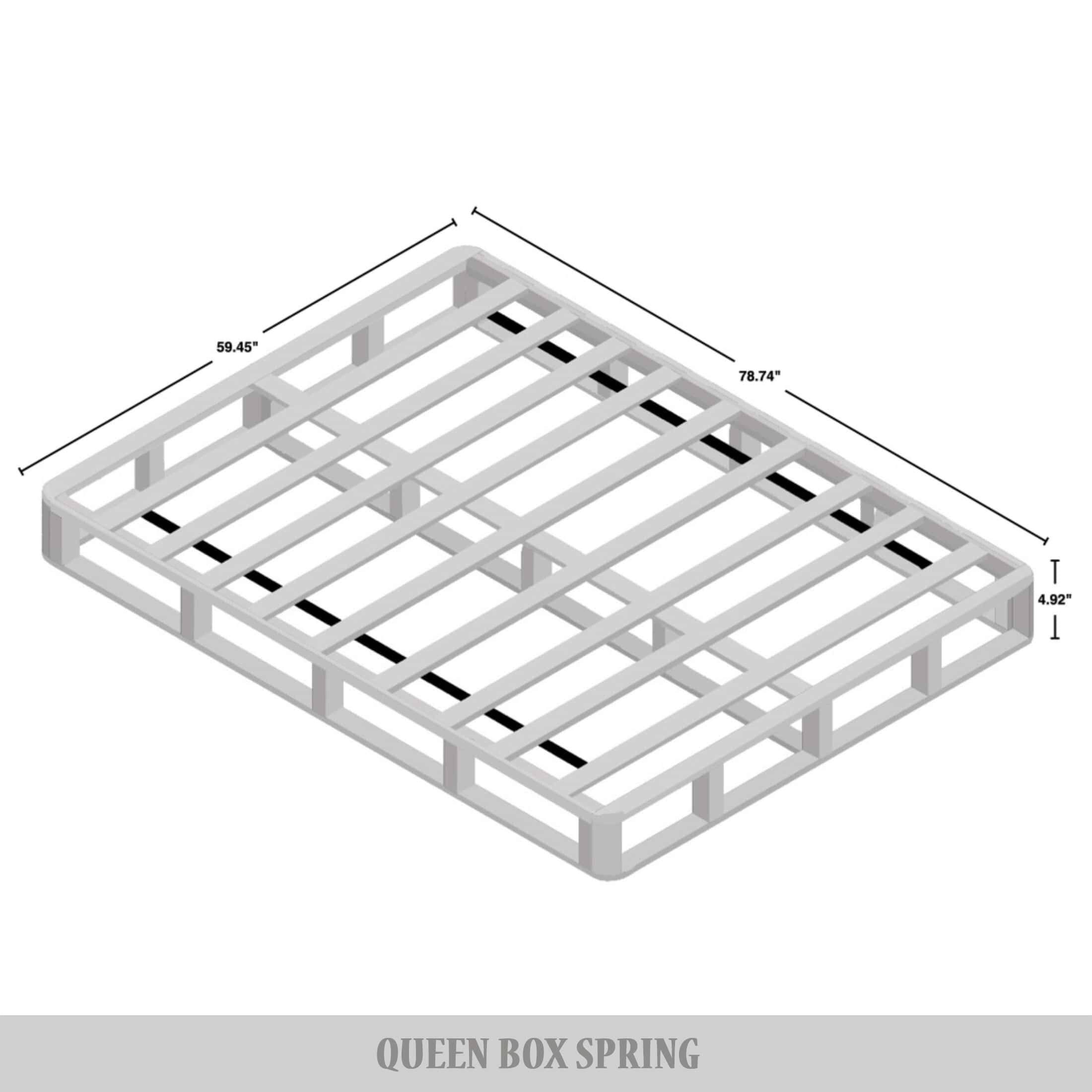 Sommier à ressorts en bois massif CraftPorch de 5 pouces avec lattes en bois et revêtement en lin gris chaud