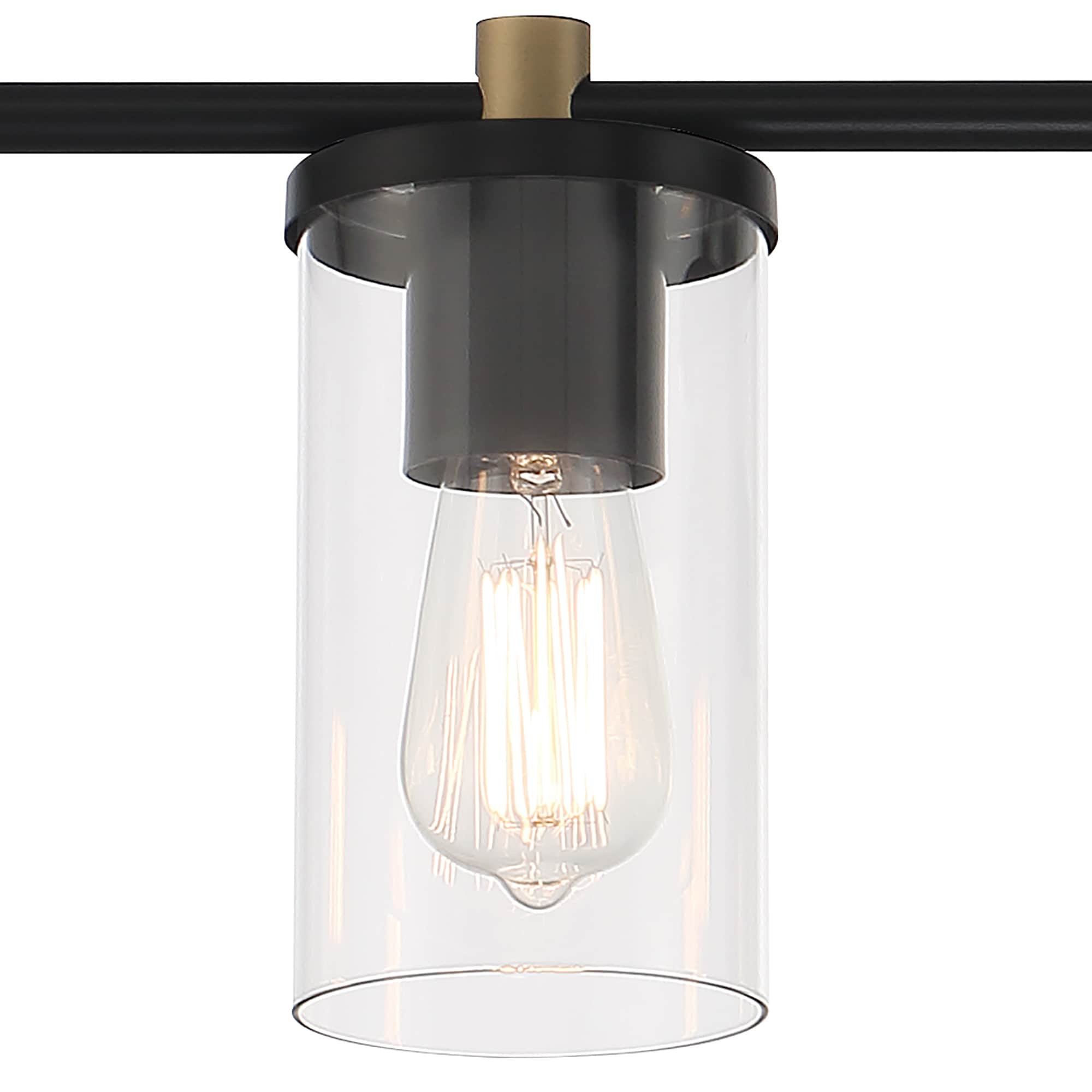 Applique murale de salle de bain Decatur à 6 lumières, style ferme moderne, noir/doré, certifiée UL