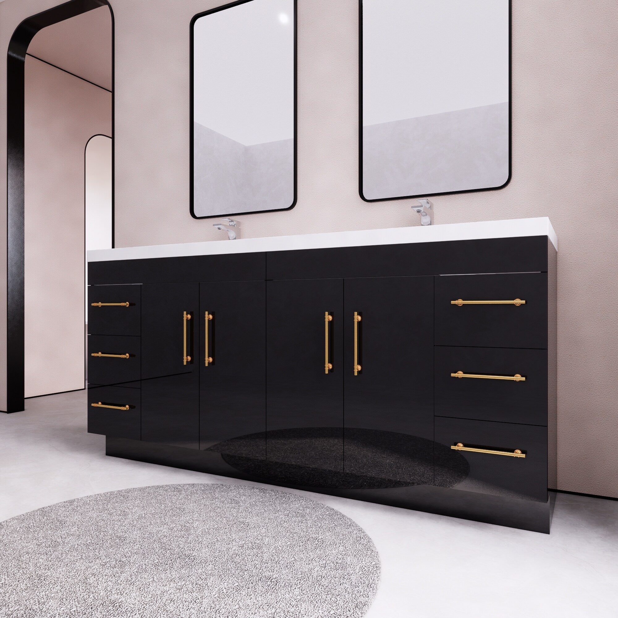 Meuble-lavabo autoportant Eliza de 72 po avec double vasque