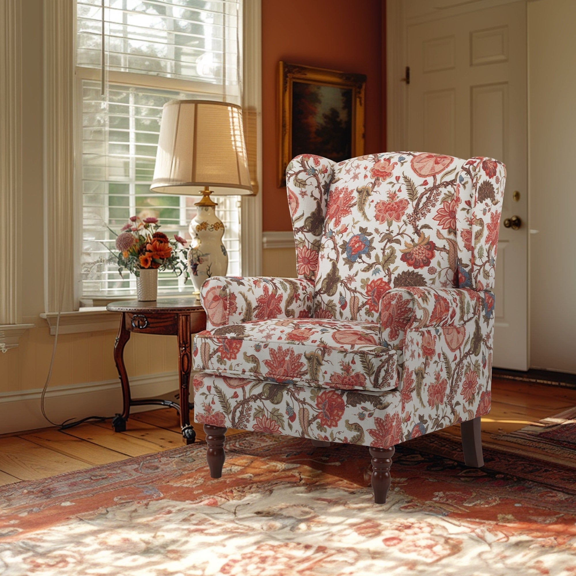 Fauteuil d'appoint moderne Erommy, fauteuil à dossier haut, canapé simple en tissu rembourré avec pieds en bois pour le salon