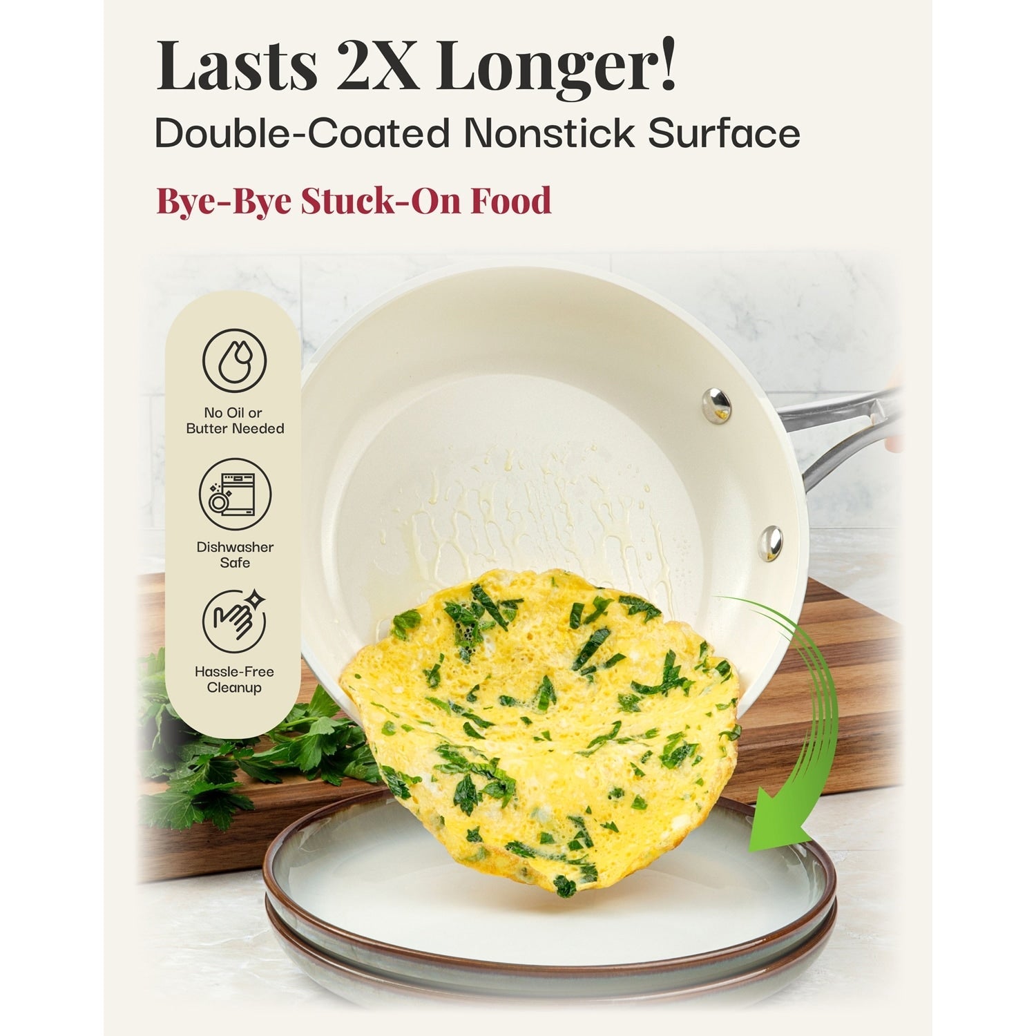 Batterie de cuisine Gotham Steel Cream 12 pièces, casseroles et poêles, en céramique ultra antiadhésive avec poignées isolantes