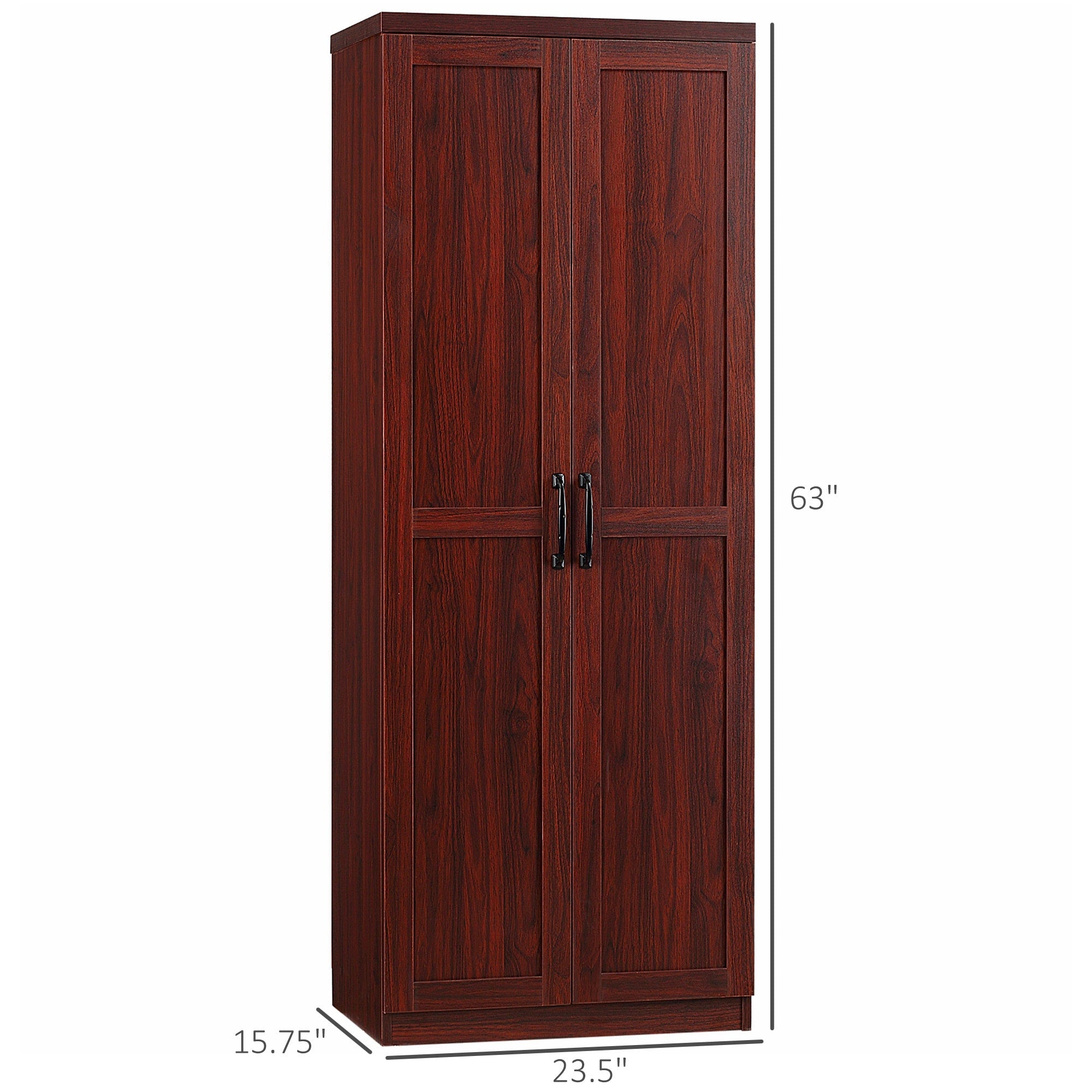HOMCOM 63 Garde-manger de cuisine 2 portes, meuble de rangement indépendant avec étagères à 5 niveaux et 2 étagères réglables pour salle à manger