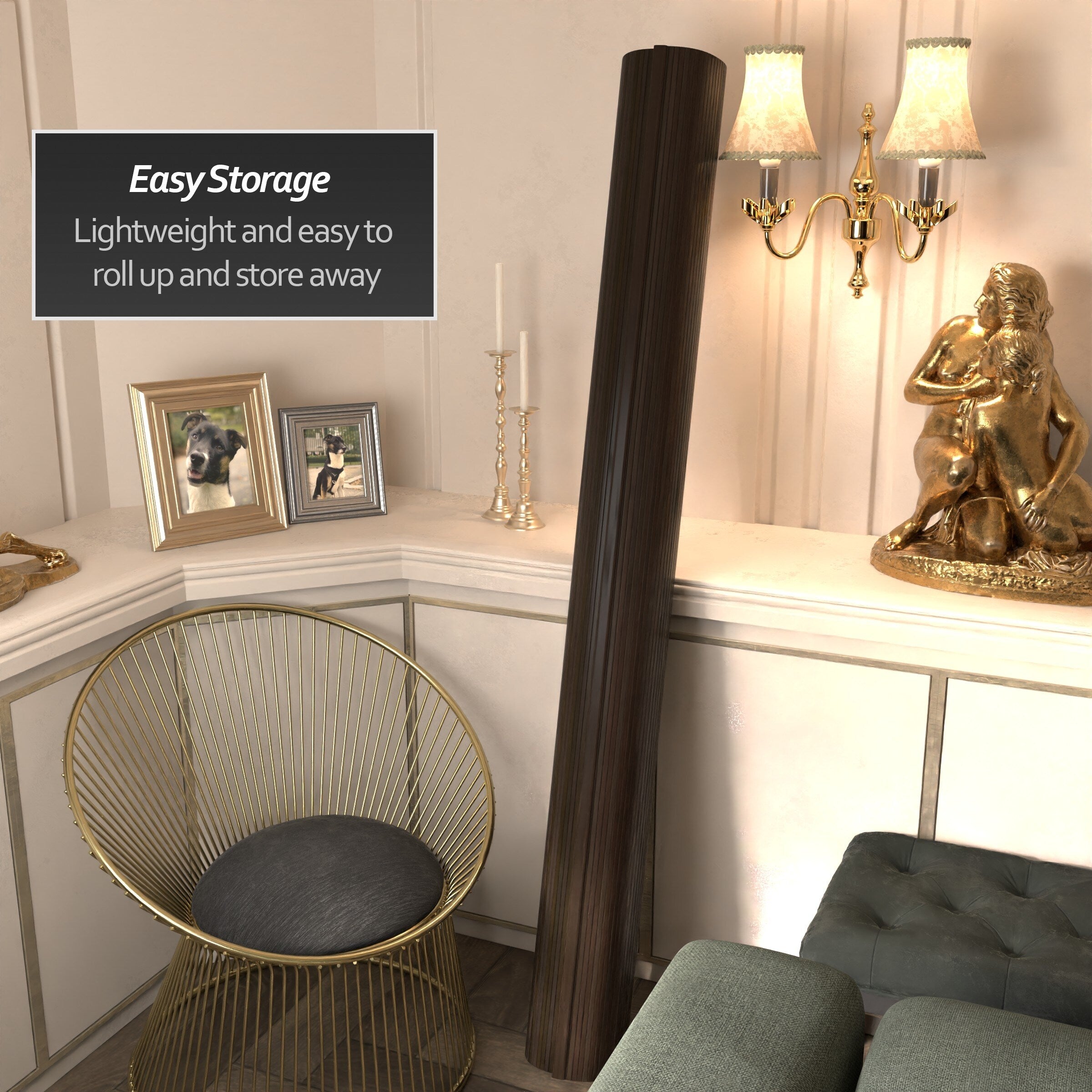 Paravent en bambou fait main de 6 pieds (Chine)