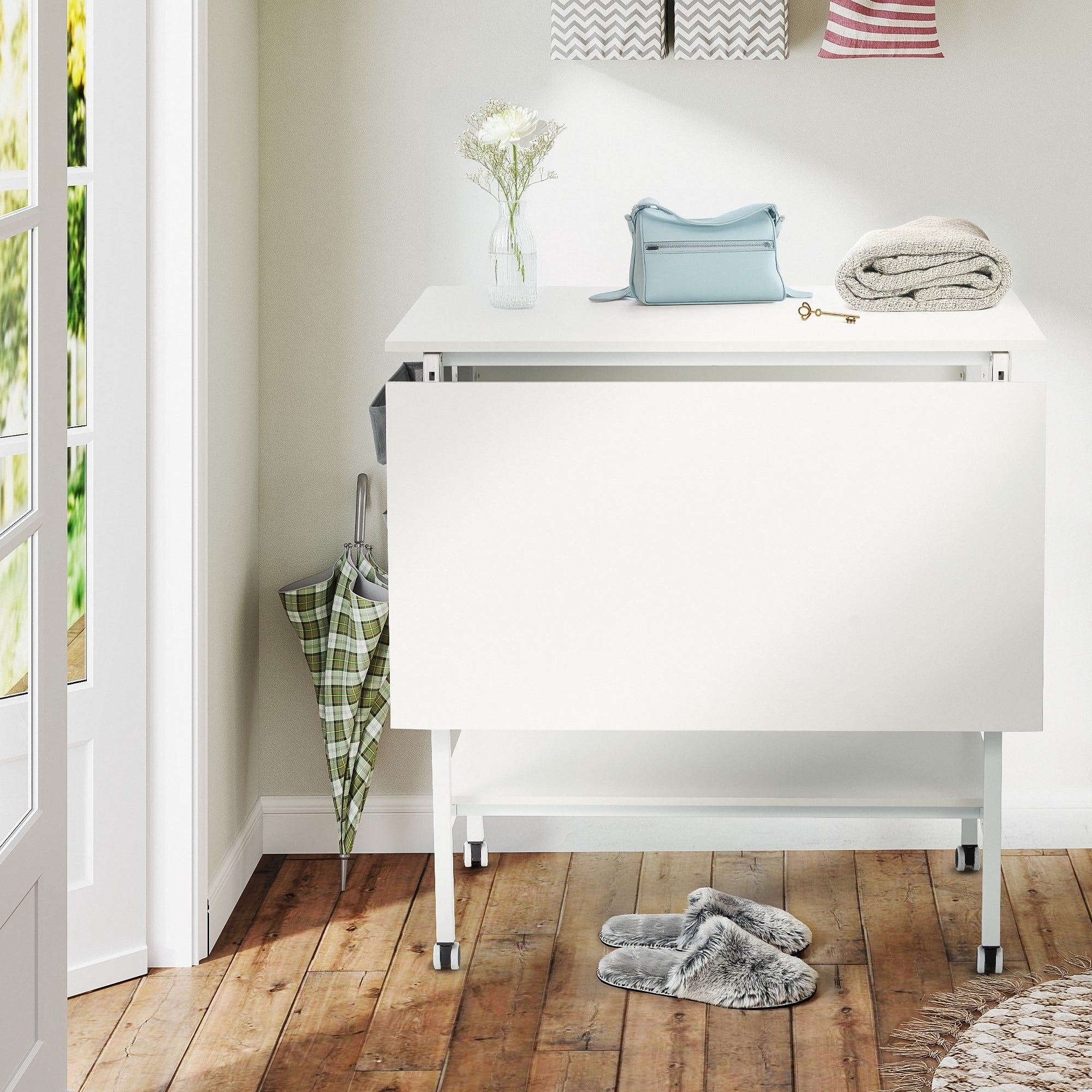 Table de bricolage réglable en hauteur avec étagères de rangement, table de découpe pliante mobile pour la maison, le bureau, la salle de couture, la salle d'artisanat