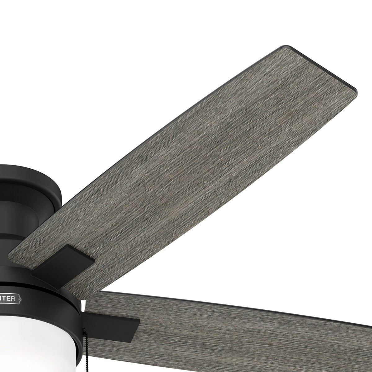 Ventilateur de plafond à profil bas Hunter 52 Anisten avec éclairage LED et chaînette - Moderne, contemporain, transitionnel