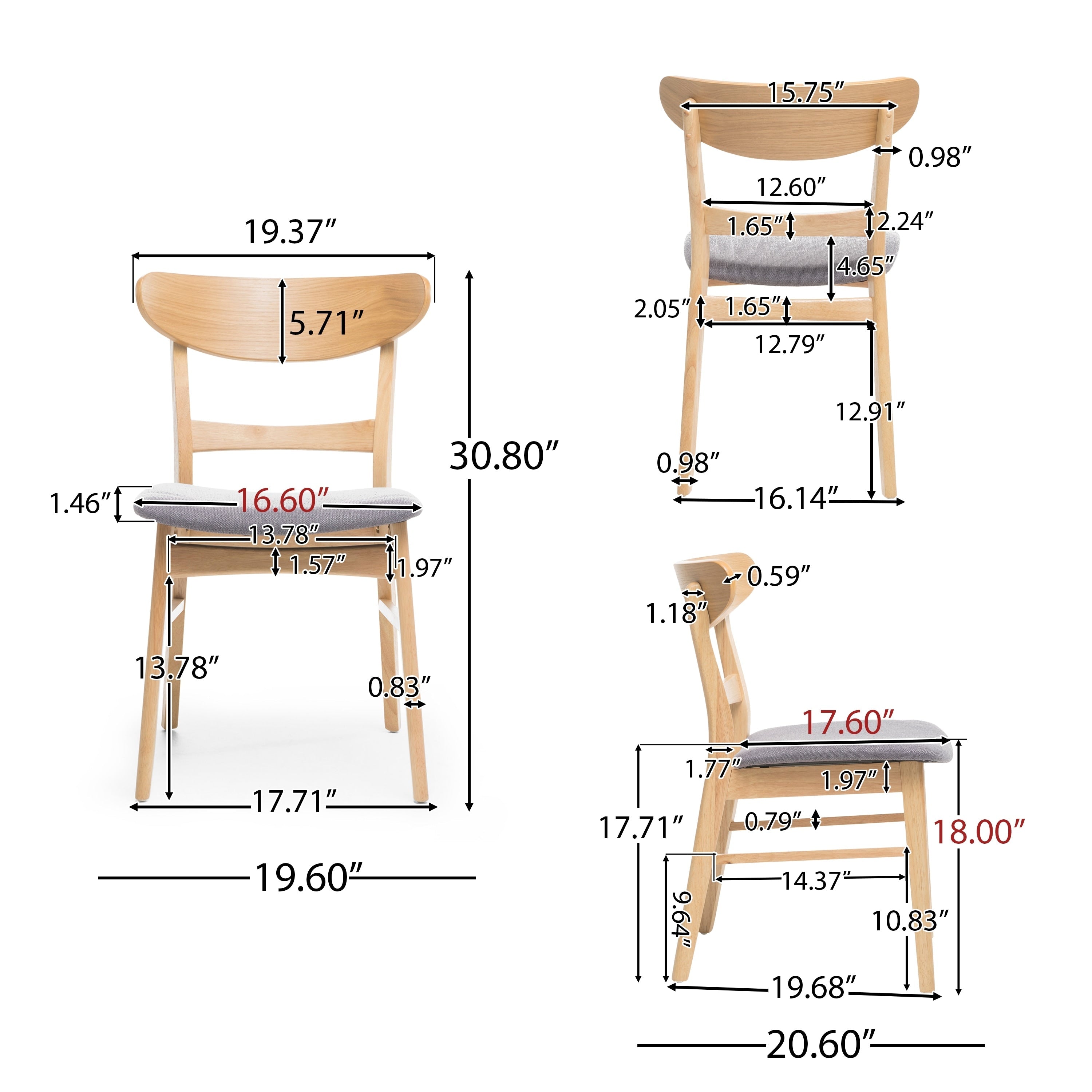 Chaises de salle à manger modernes Idalia du milieu du siècle (lot de 4) par Christopher Knight Home