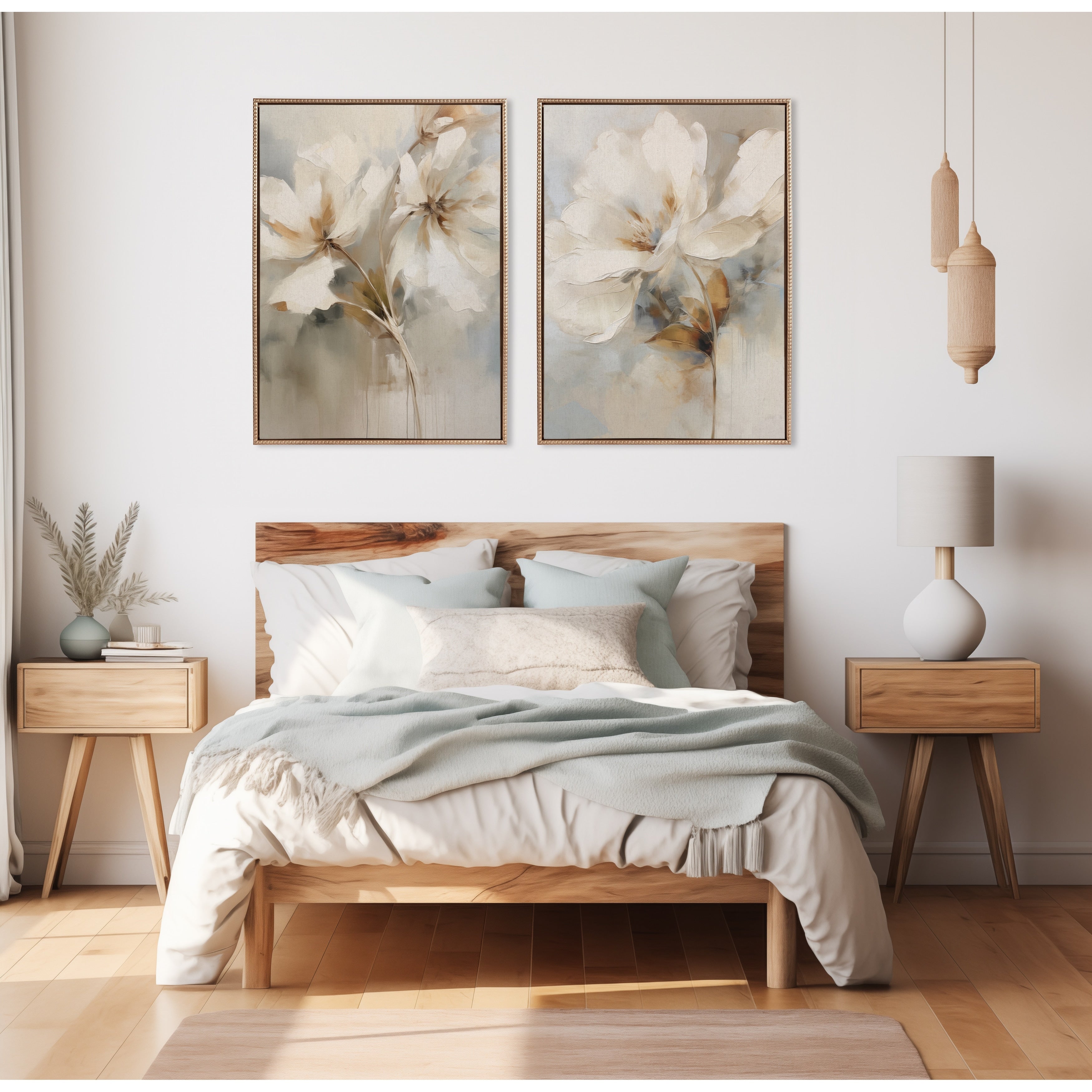 Kate et Laurel Sylvie Toile botanique abstraite perlée