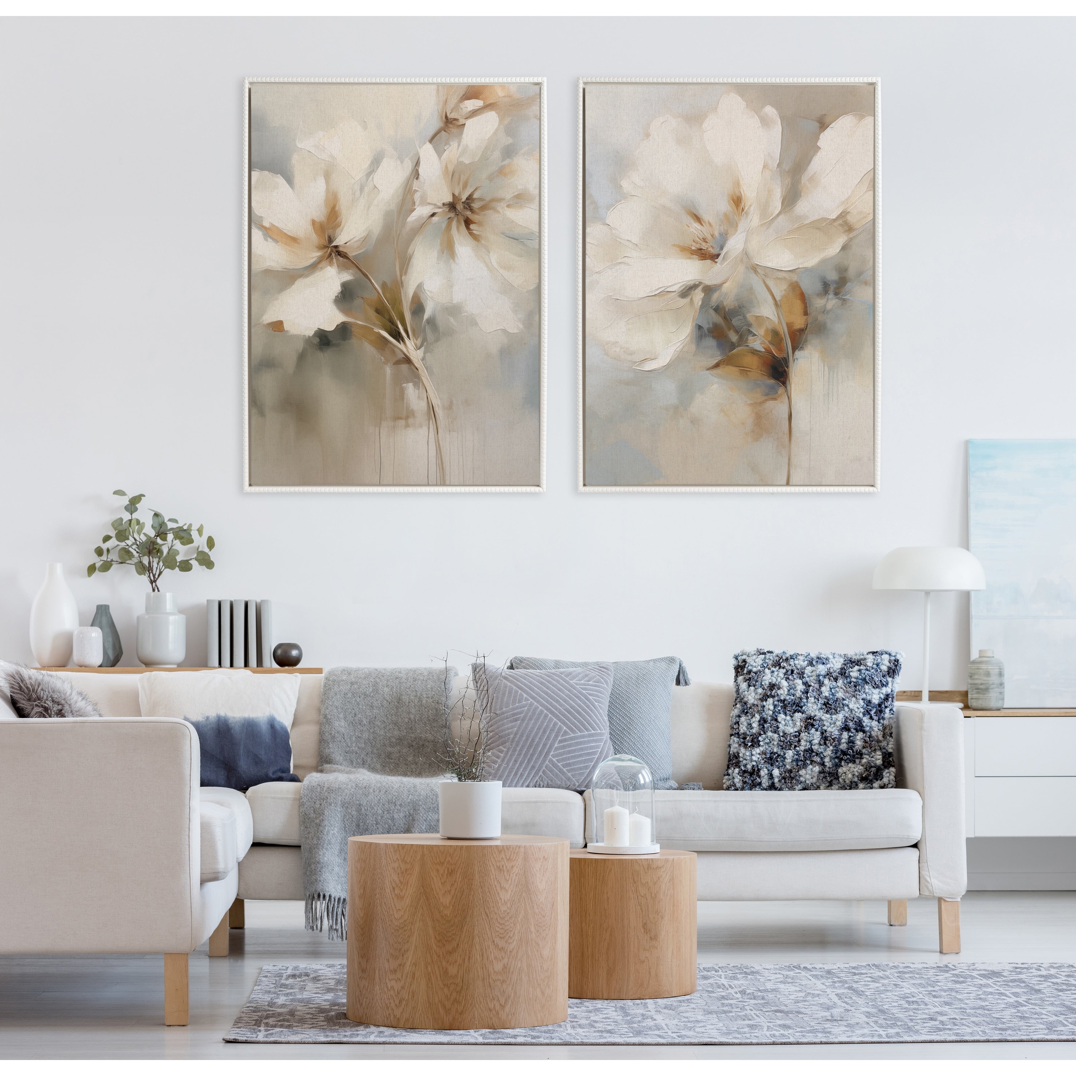 Kate et Laurel Sylvie Toile botanique abstraite perlée