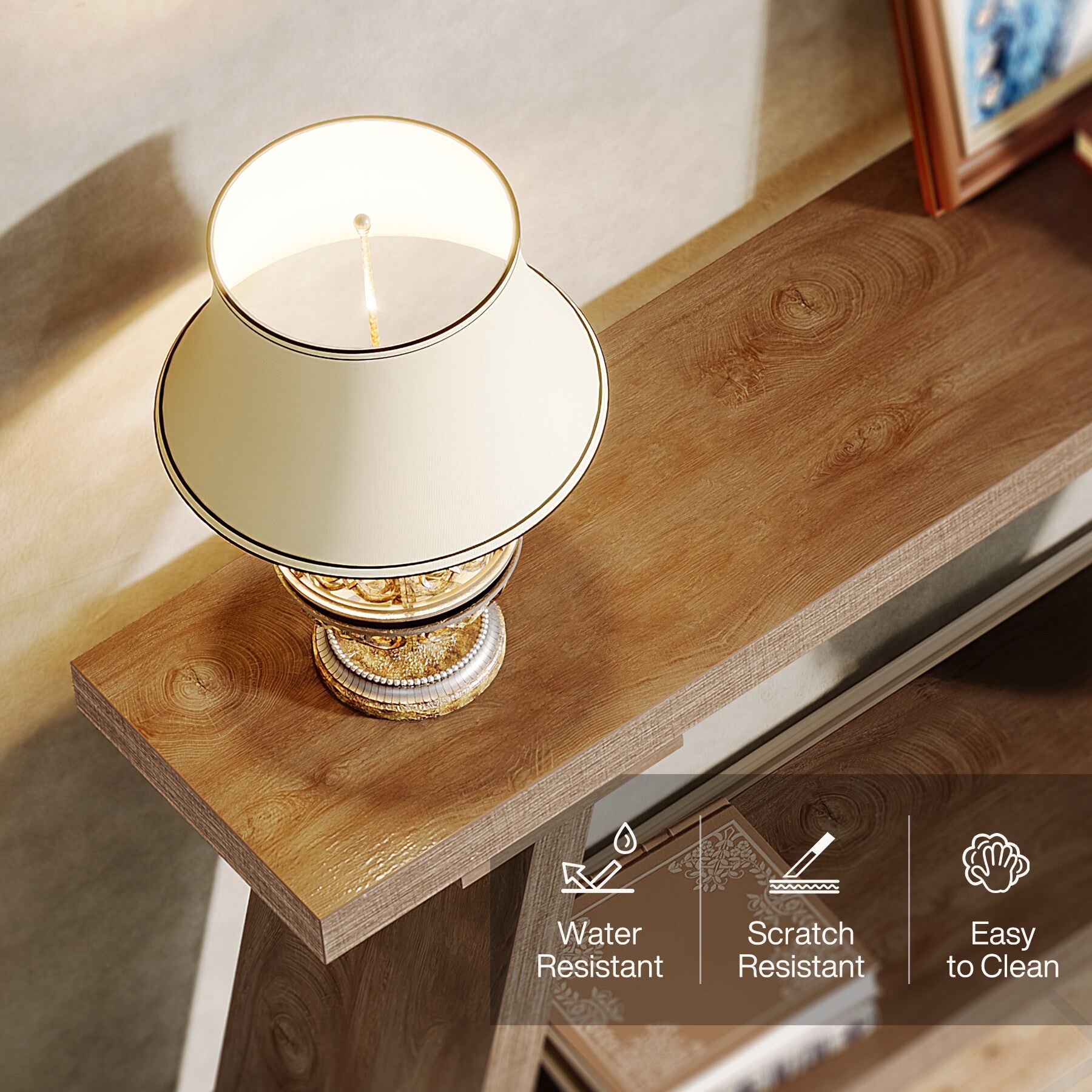 Console de canapé en bois rustique de 70,9 pouces de long avec étagère de rangement