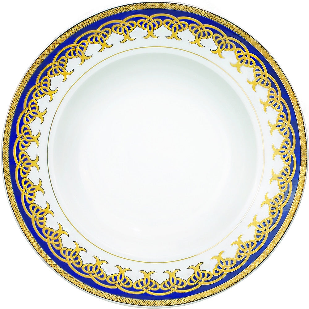 Service de table en porcelaine 57 pièces aux accents dorés et bleus de Lorren Home Trends