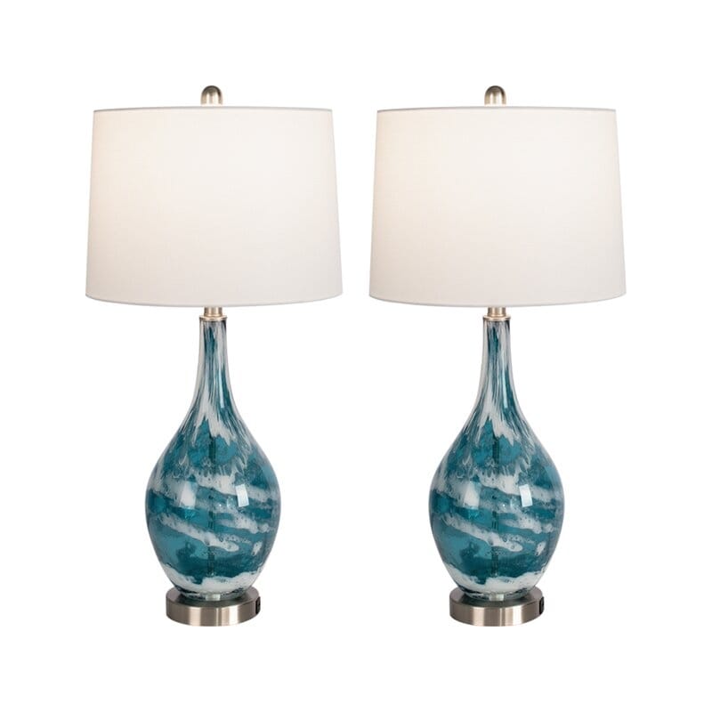 Lampes de table USB en verre (lot de 2) Lampe de chevet moderne