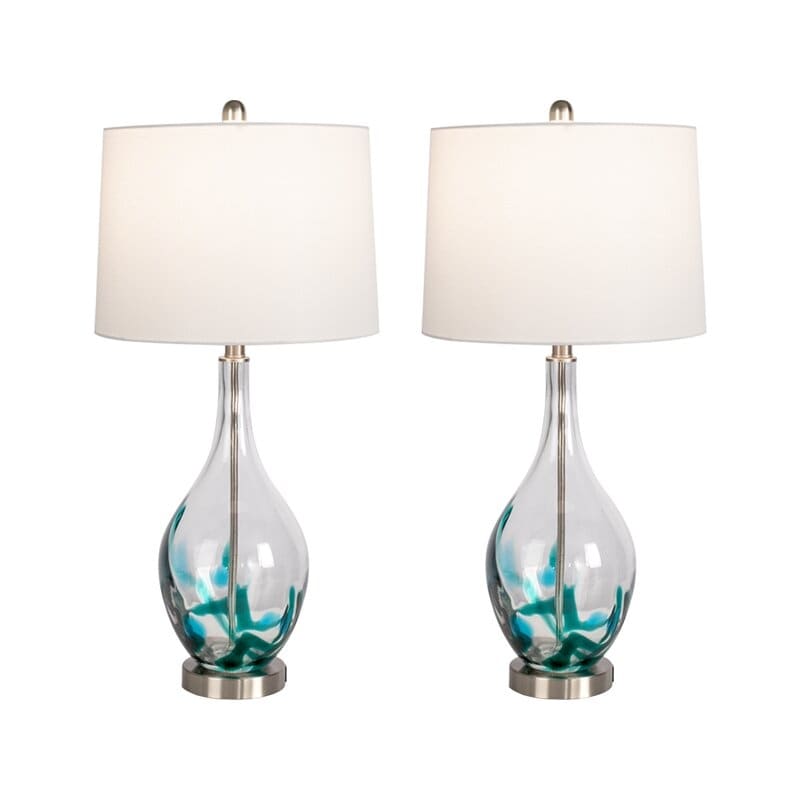 Lampes de table USB en verre (lot de 2) Lampe de chevet moderne