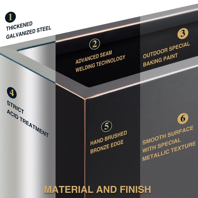 Jardinière métallique robuste pour plantes d'extérieur, 96 x 25 x 76 cm (L x l x H) - 96 x 76 x 25 cm (l x l x H)