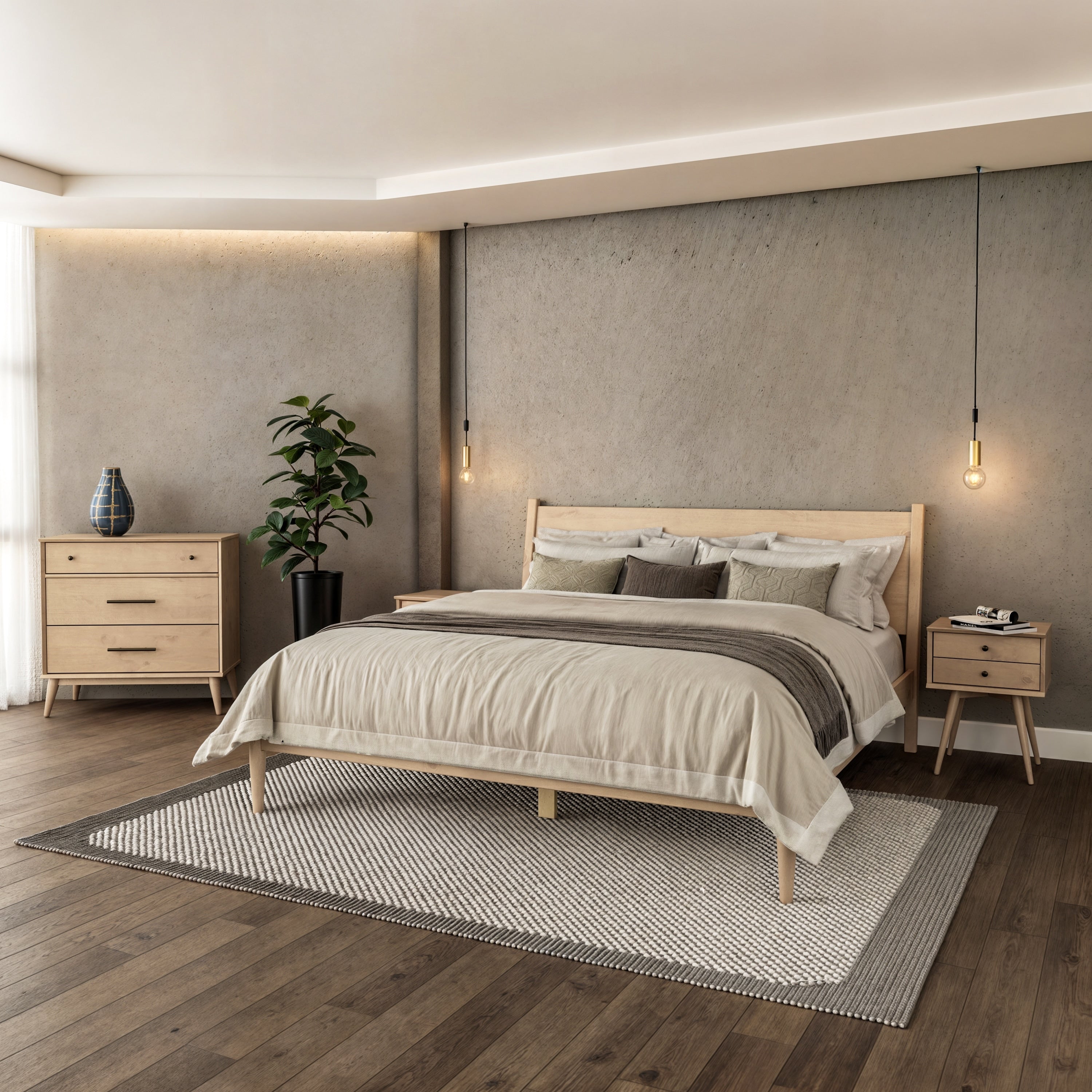 Lit à panneaux du milieu du siècle