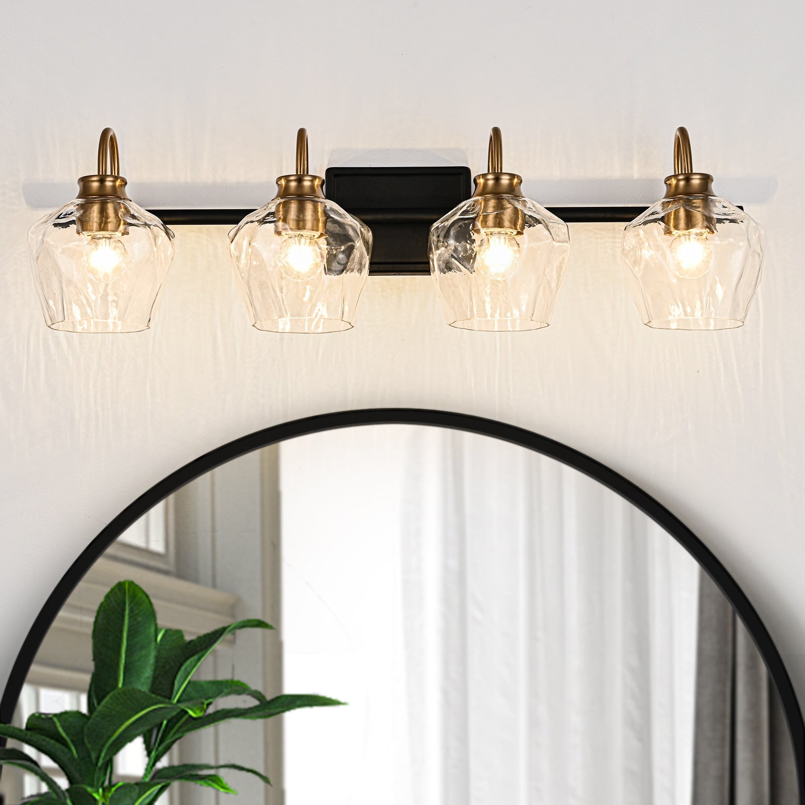 Appliques murales modernes à 3/4 lumières pour salle de bain, à intensité variable, avec abat-jour en verre