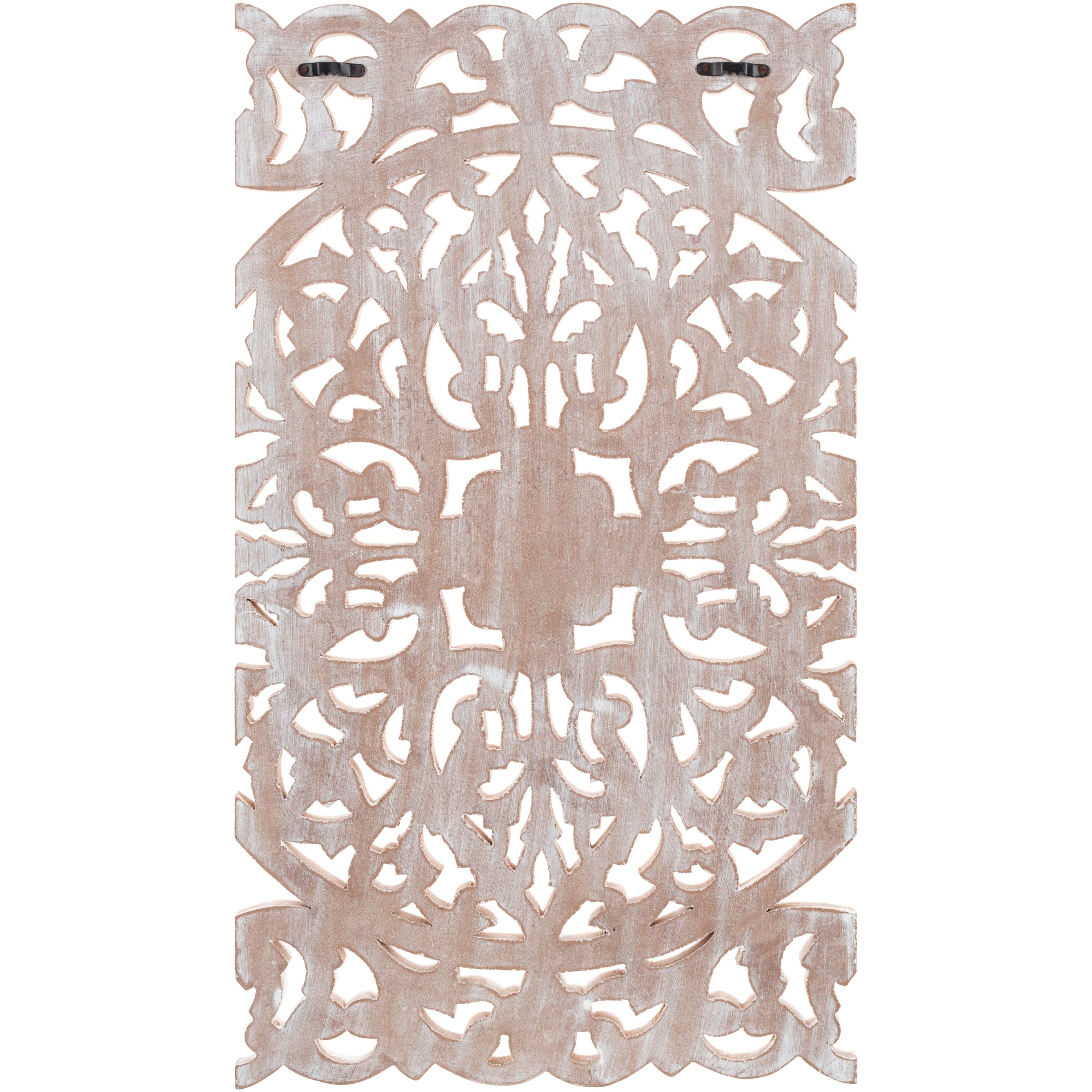 Décoration murale à 3 panneaux en bois naturel sculpté à la main Norma Floral 48 x 28 pouces