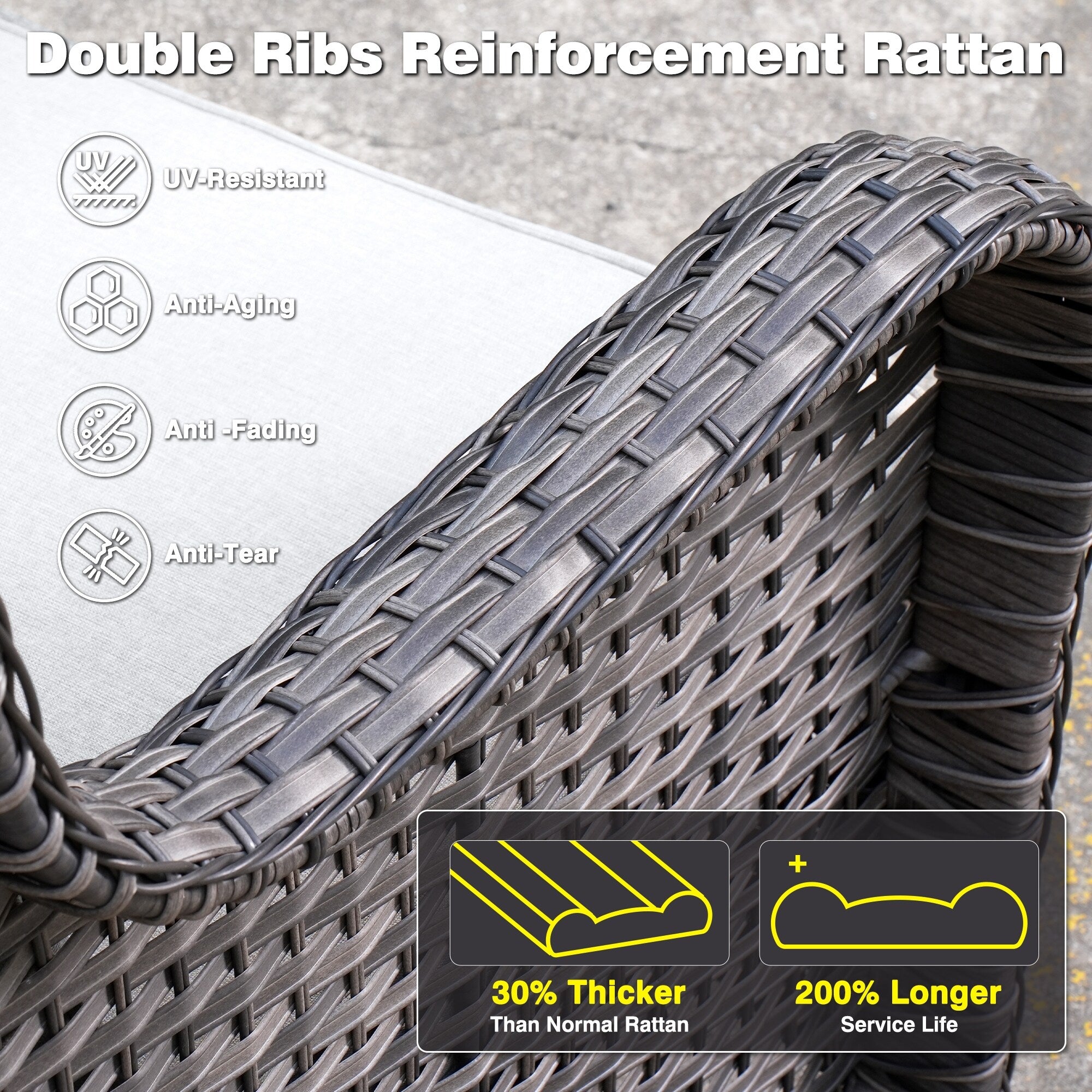 Ensemble de conversation 5 pièces en osier pour patio à dossier haut OVIOS