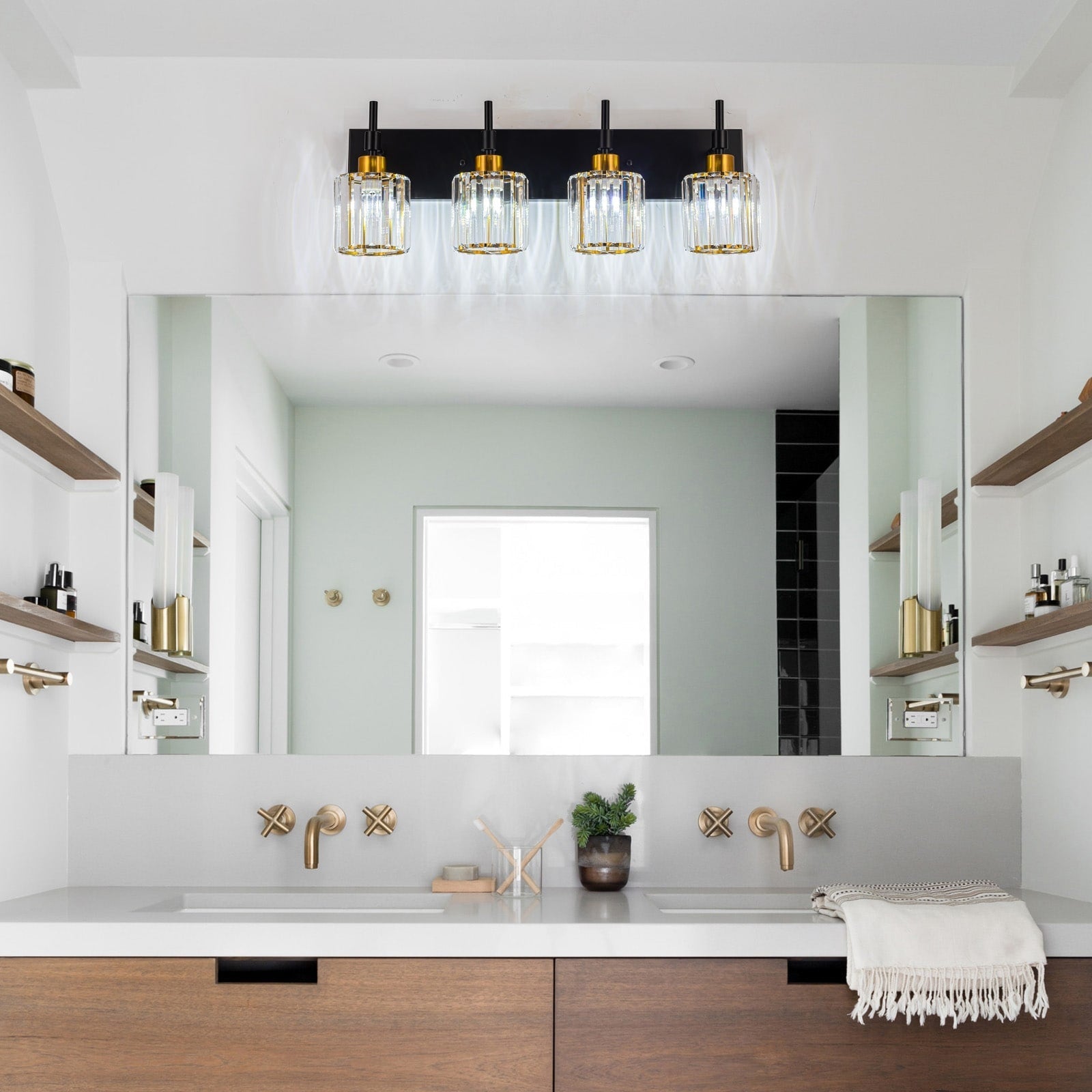 Appliques murales modernes à intensité variable pour salle de bain avec abat-jour en cristal