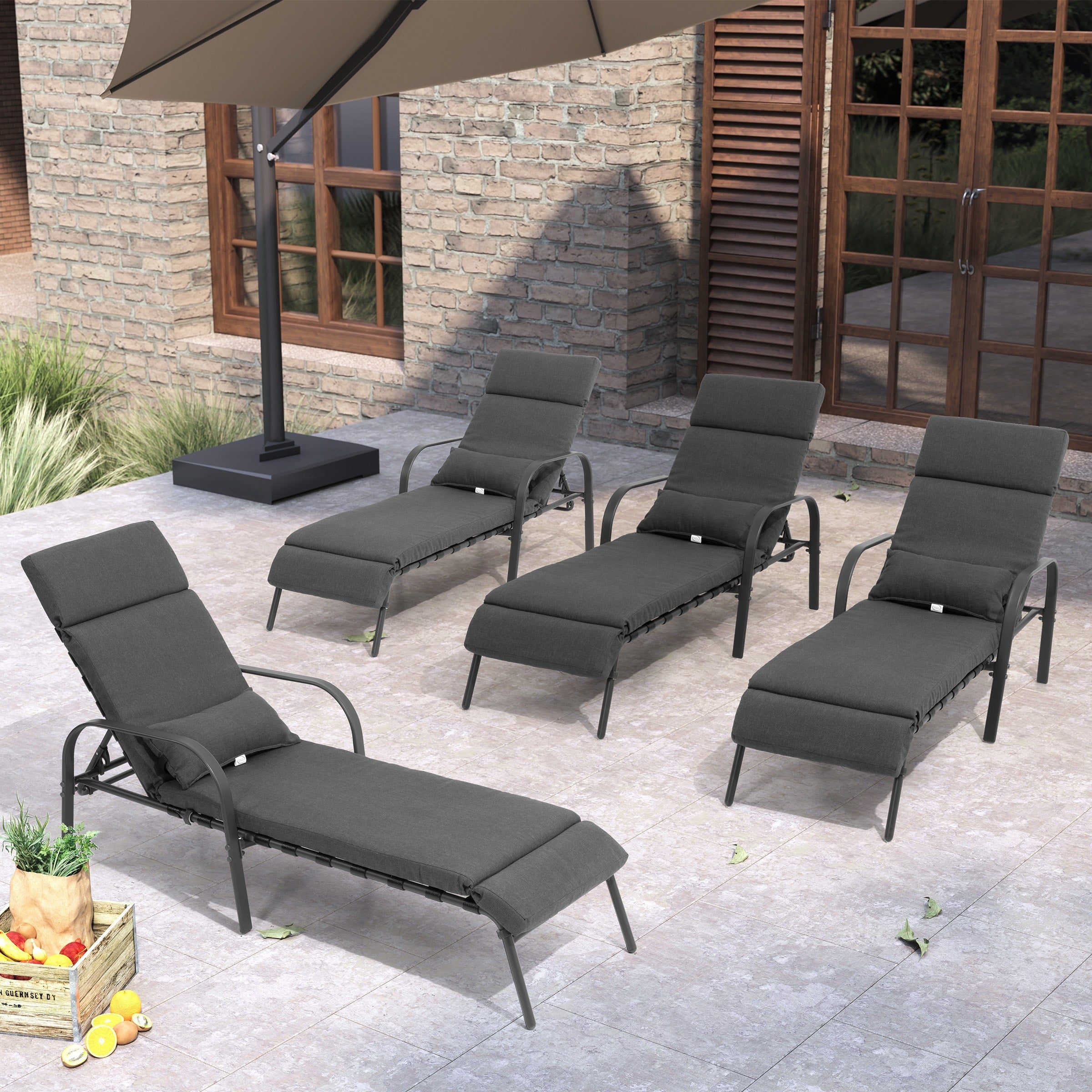 Chaise longue d'extérieur réglable avec coussin pour la plage et la piscine