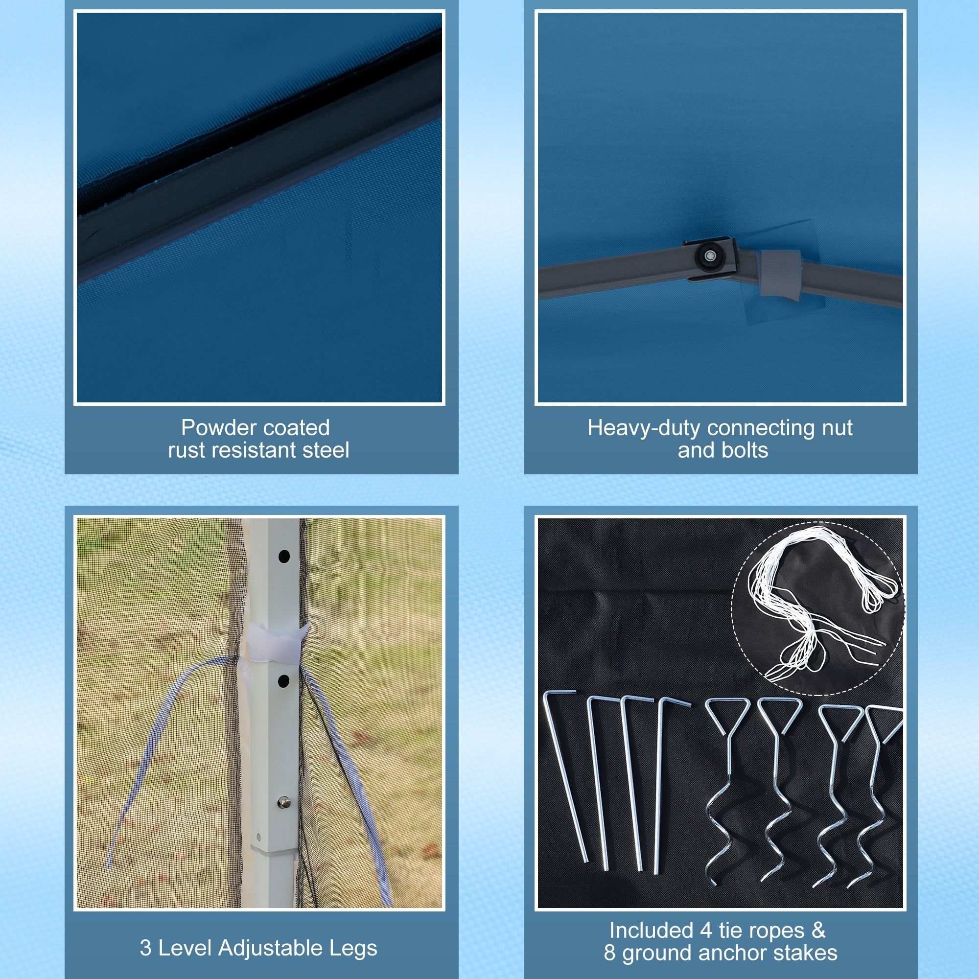 Auvent pop-up robuste Outsunny 10' x 10' avec filet latéral en maille amovible, conception d'installation facile, événement de fête en plein air