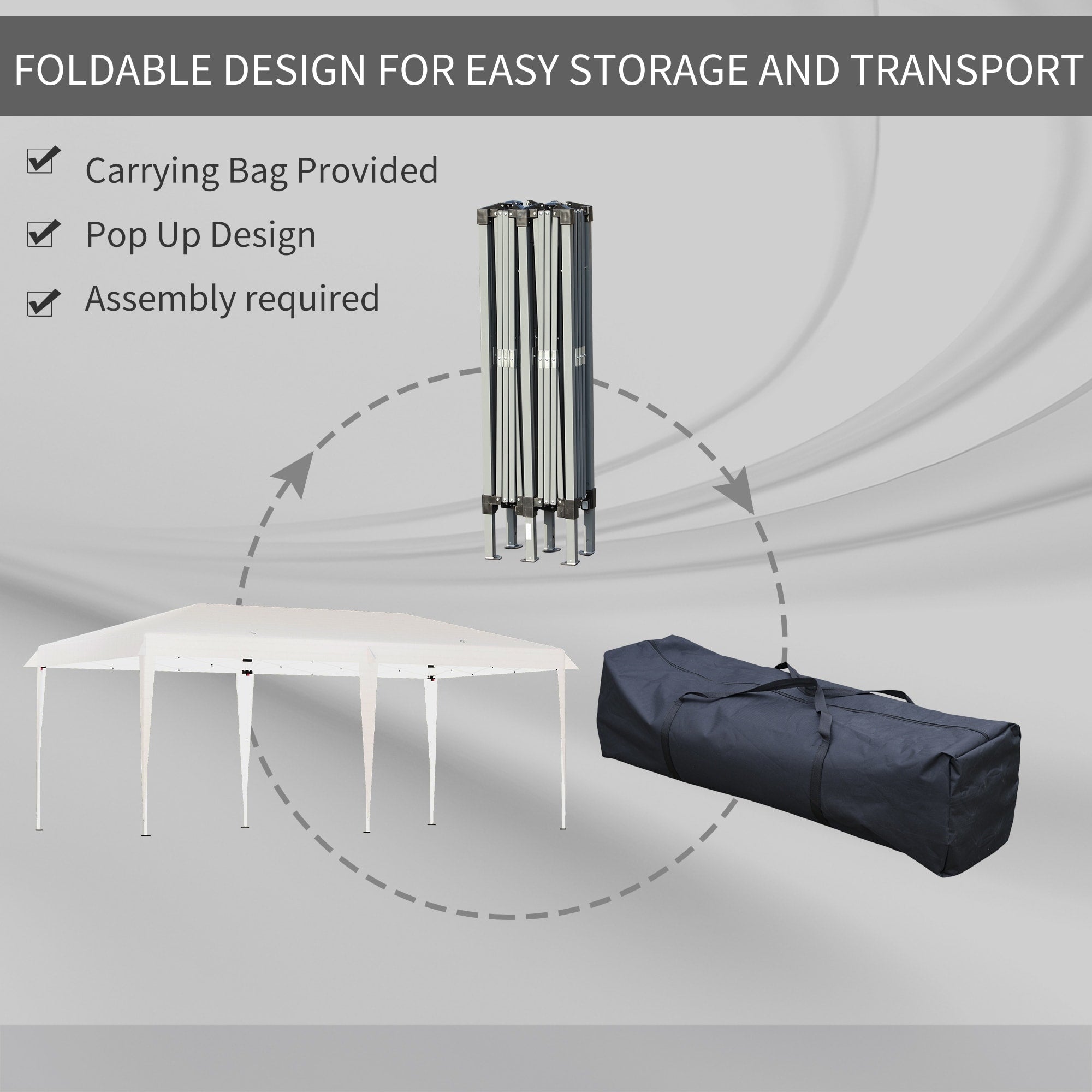 Auvent pop-up robuste Outsunny avec cadre robuste, toit anti-UV et sac de transport pour terrasse, jardin, plage et arrière-cour