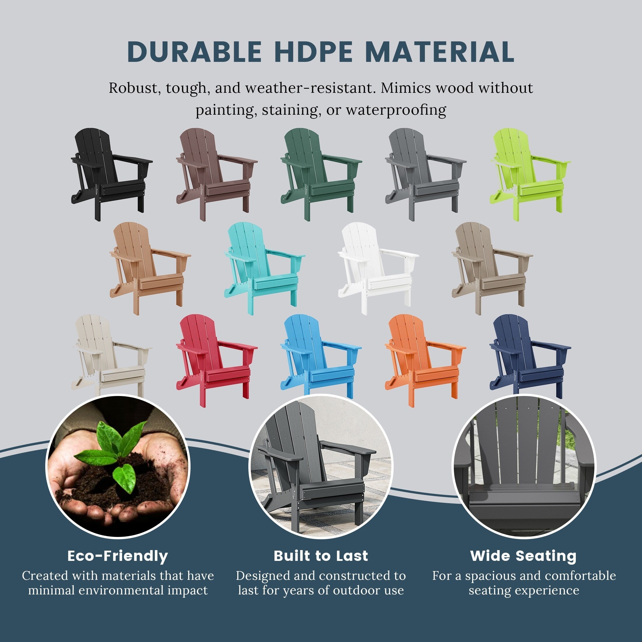 Chaises pliantes Adirondack Polytrends Laguna résistantes aux intempéries (lot de 2)