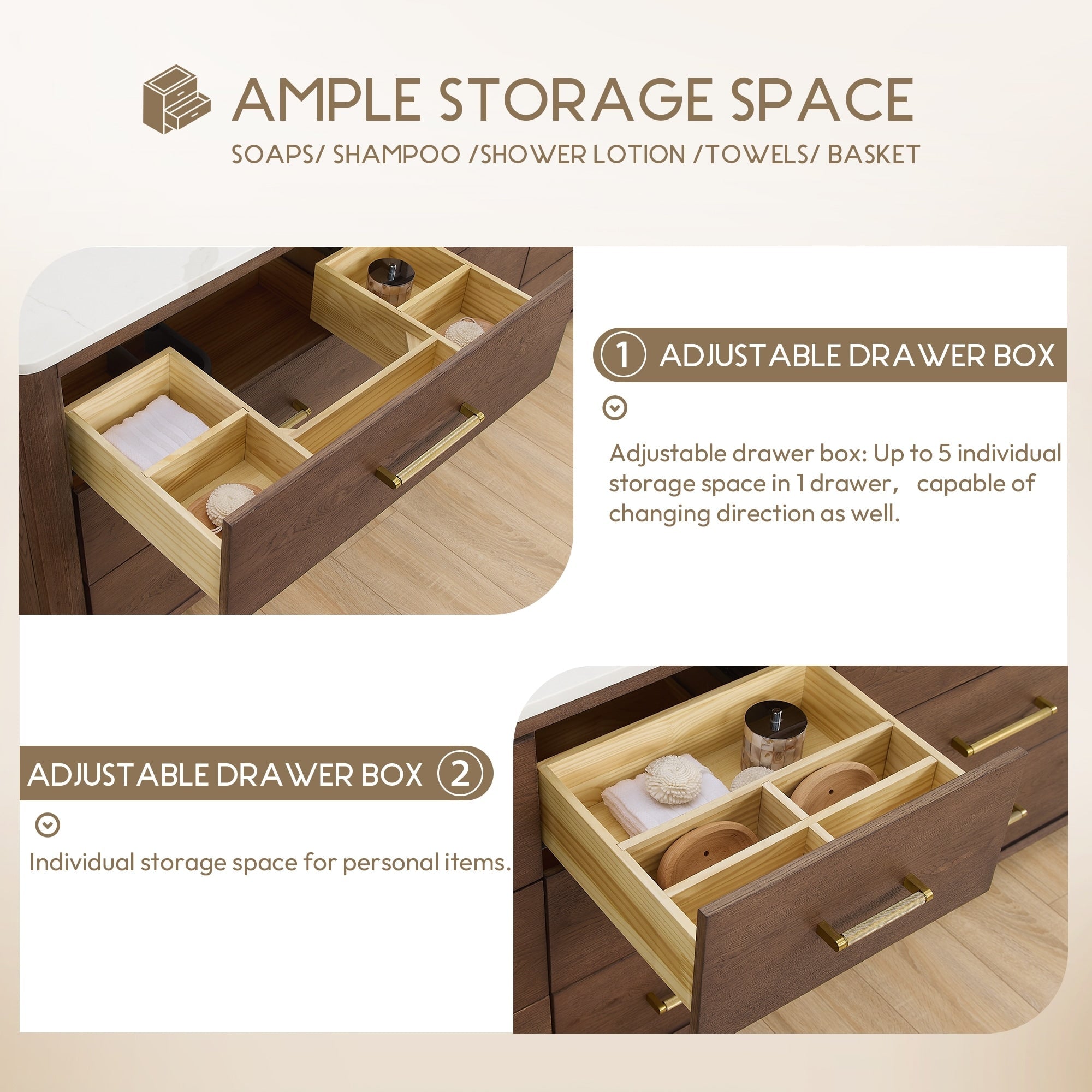 Meuble-lavabo Porto avec dessus en quartz blanc sans miroir