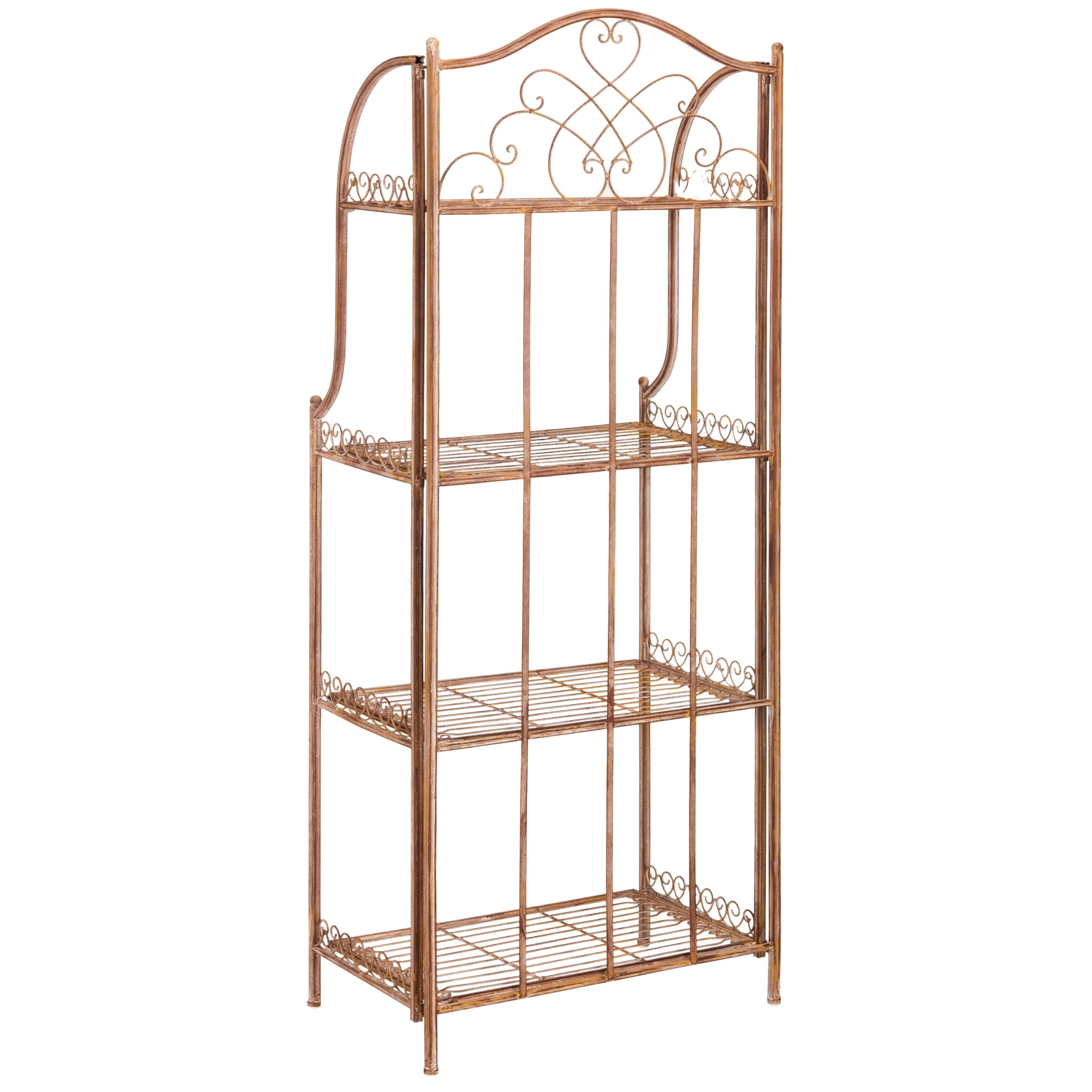 Étagère de boulangerie d'extérieur à 4 niveaux en fer forgé victorien SAFAVIEH Bryn - 25 po L x 15 po P x 63 po H - 25L x 15P x 63H