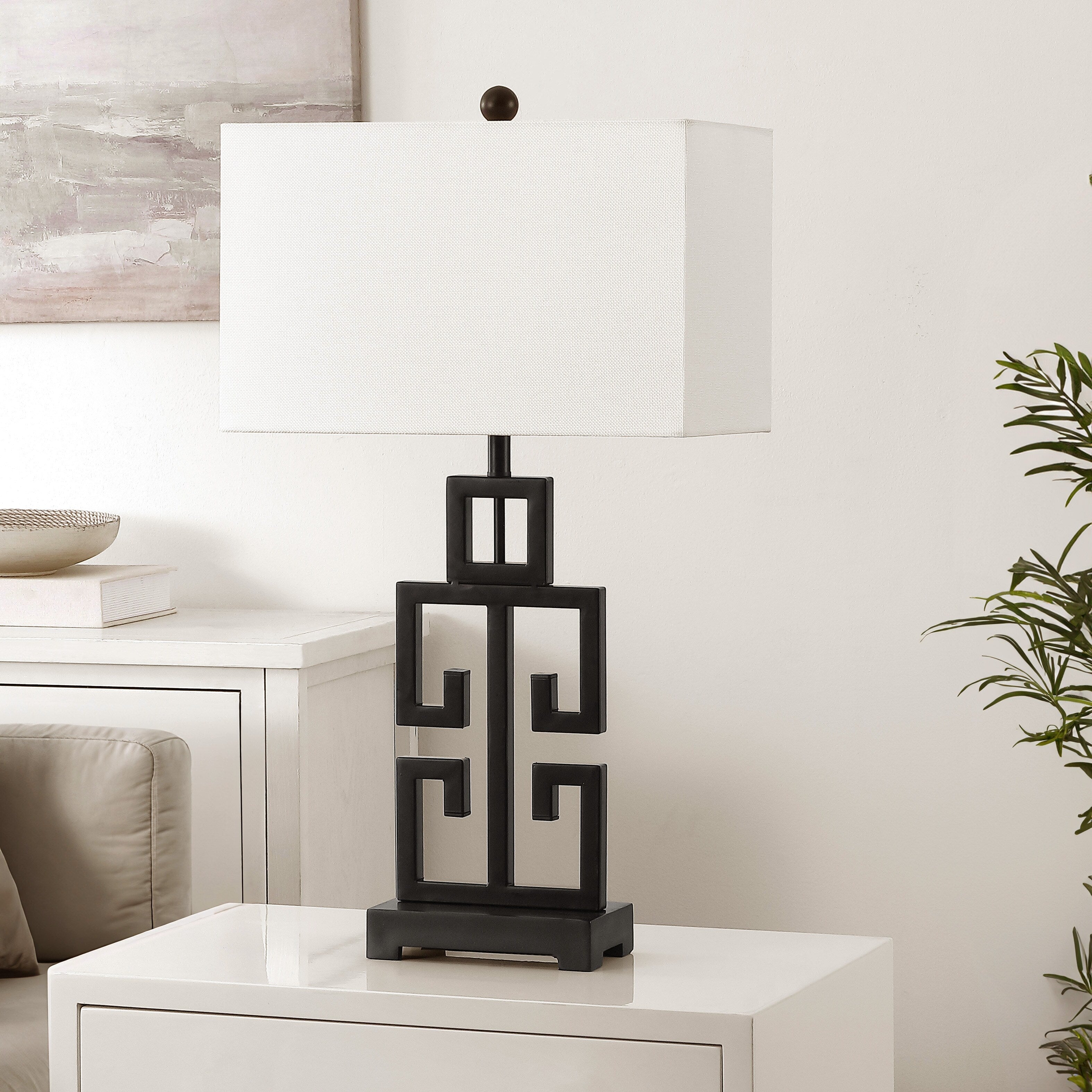 Lampe de table Chantelle de SAFAVIEH Lighting, 29 pouces, finition or antique grecque (lot de 2) - 16 L x 9 P x 29 H